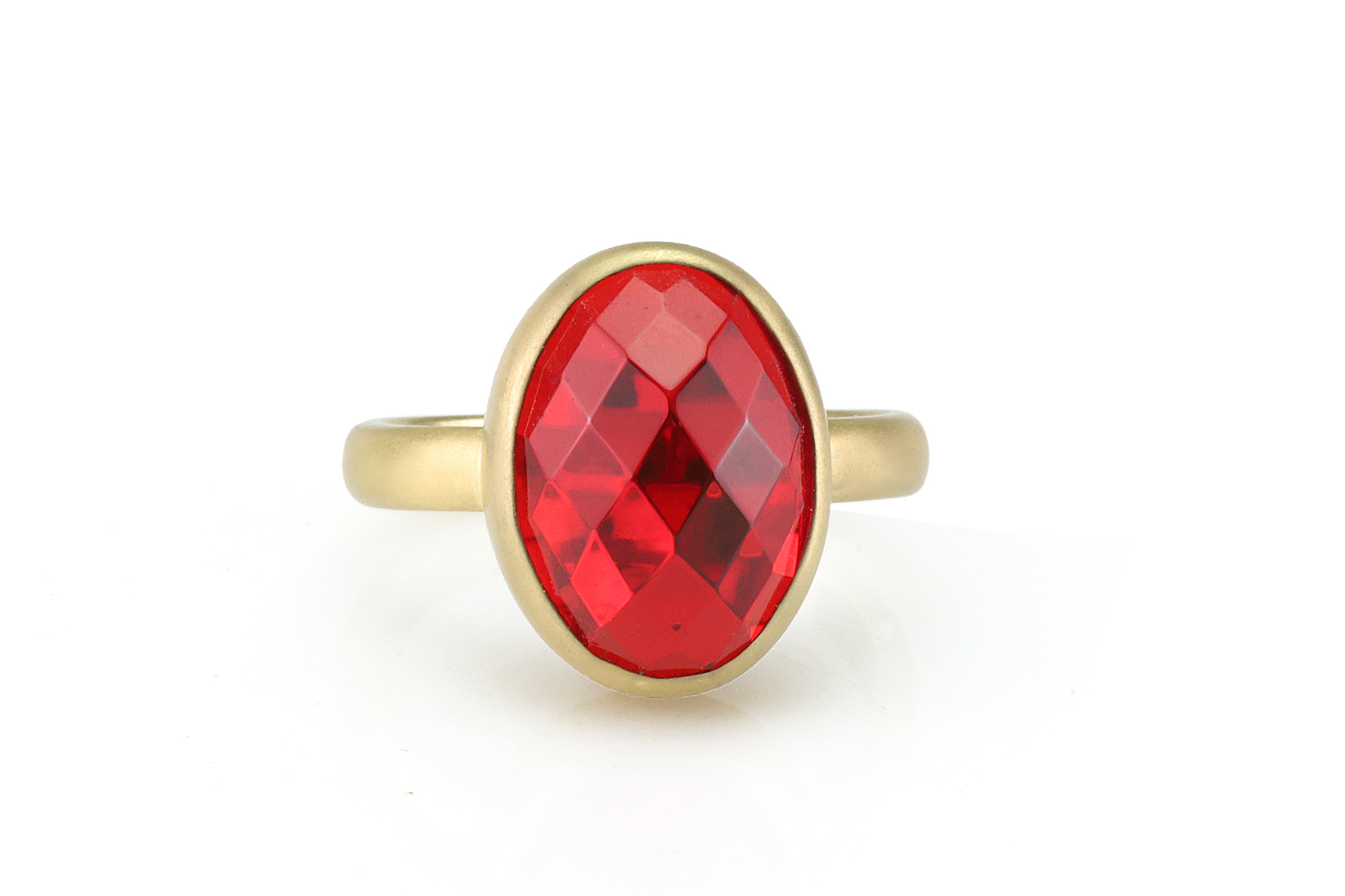 Bezel Set Brushed Gold Ruby Ring Rings Anemone Limited