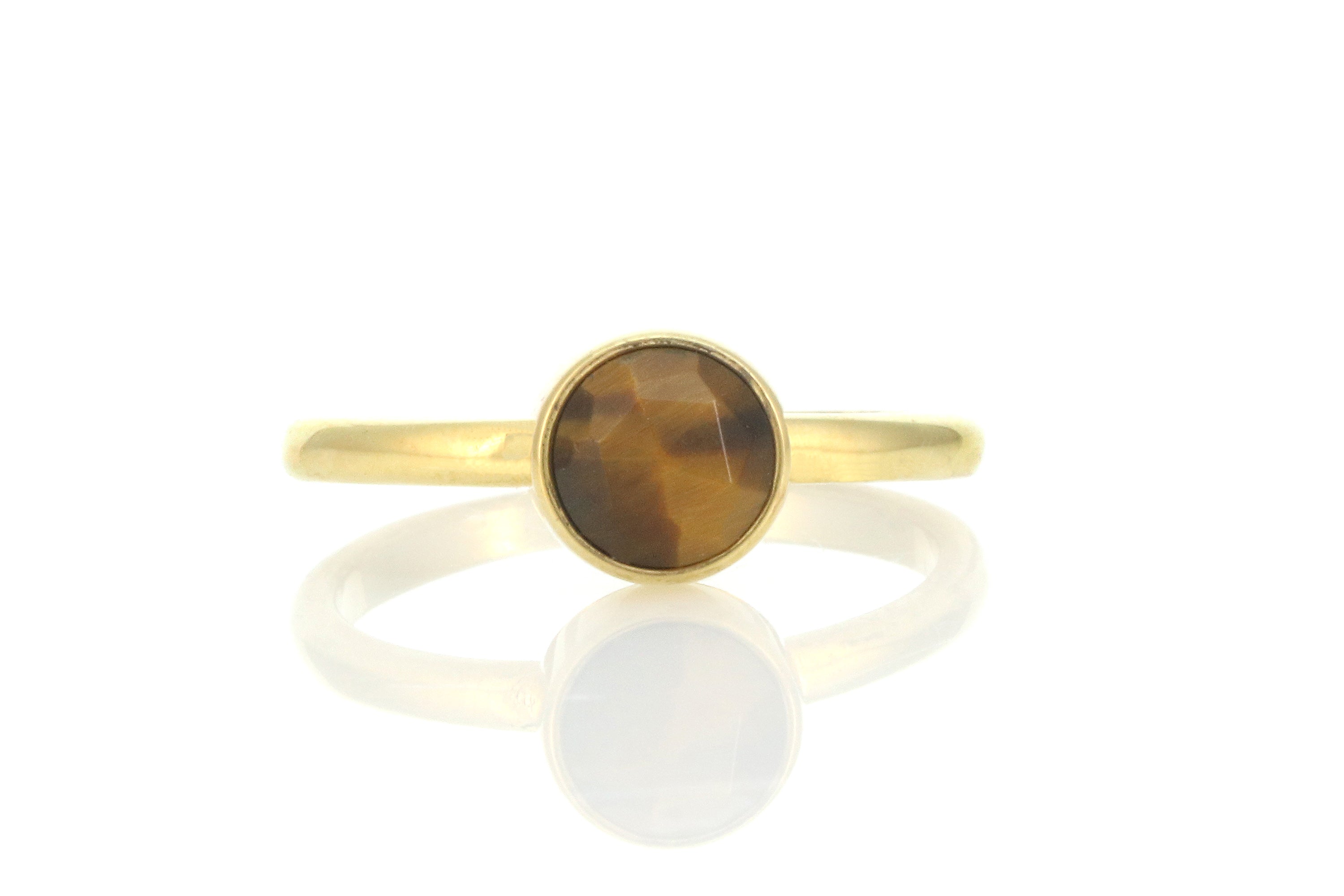 Gold Tiger Eye Bezel Set Statement Ring Rings Anemone Limited