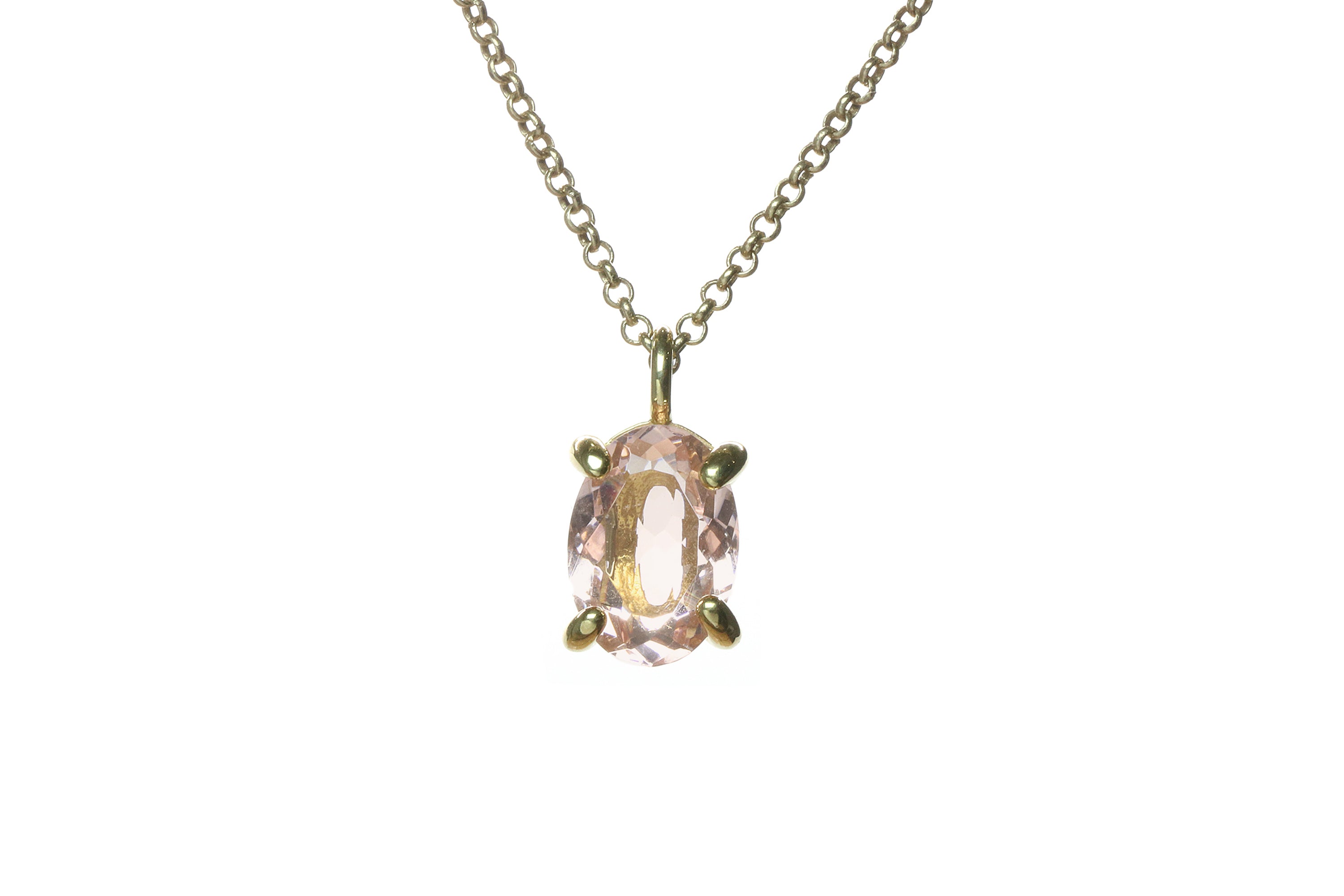 14k Gold Morganite Oval Cut Pendant Necklace necklaces Anemone Unique