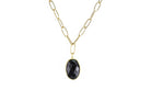 Rectangle Link Chain Necklace with Black Onyx Oval Pendant necklaces Anemone Limited