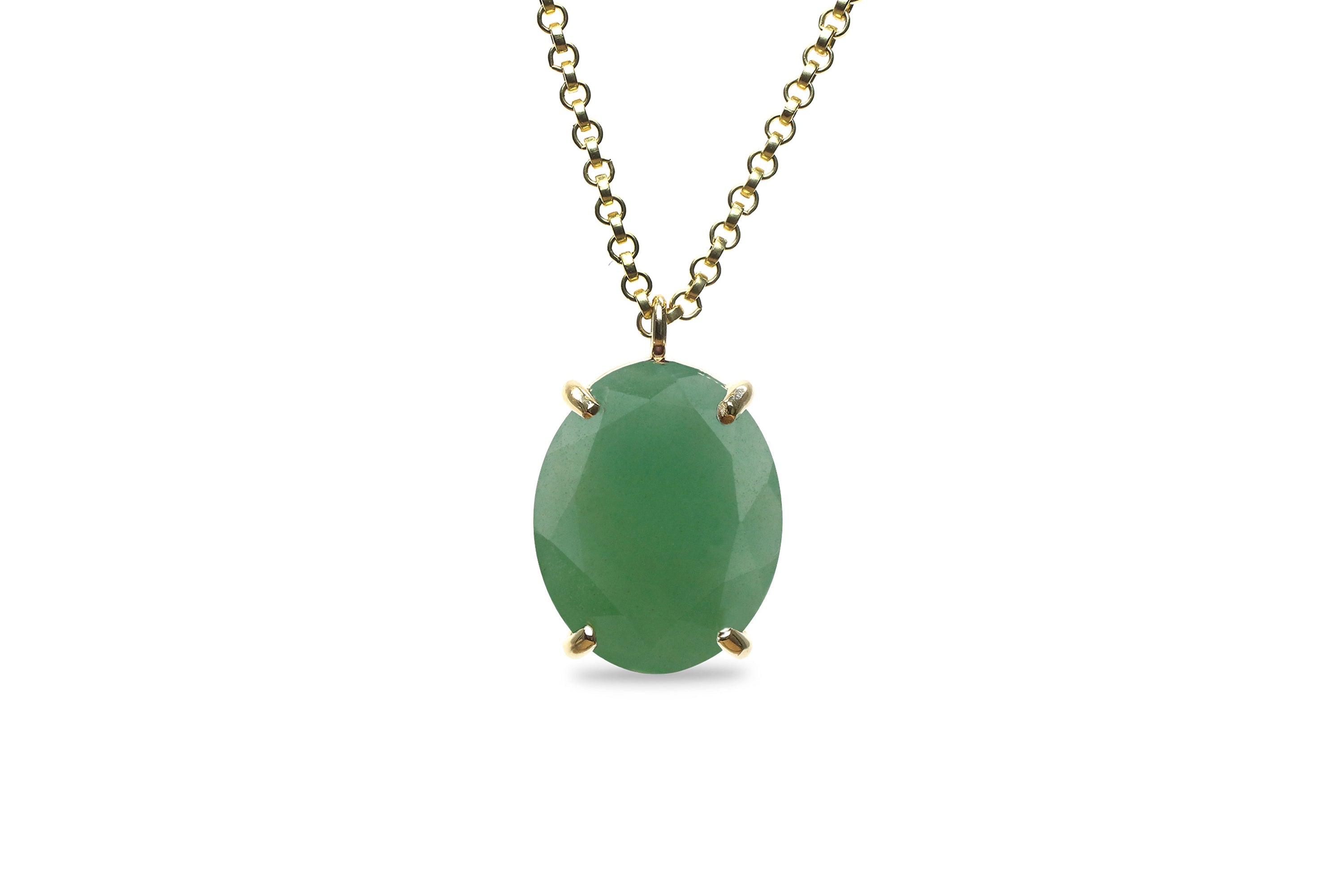 Statement Oval Aventurine Gold Filled Necklace necklaces Anemone Jewelry