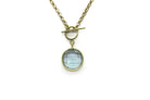 Blue Topaz Bezel Set Gold Toggle Pendant Necklace necklaces Anemone Limited