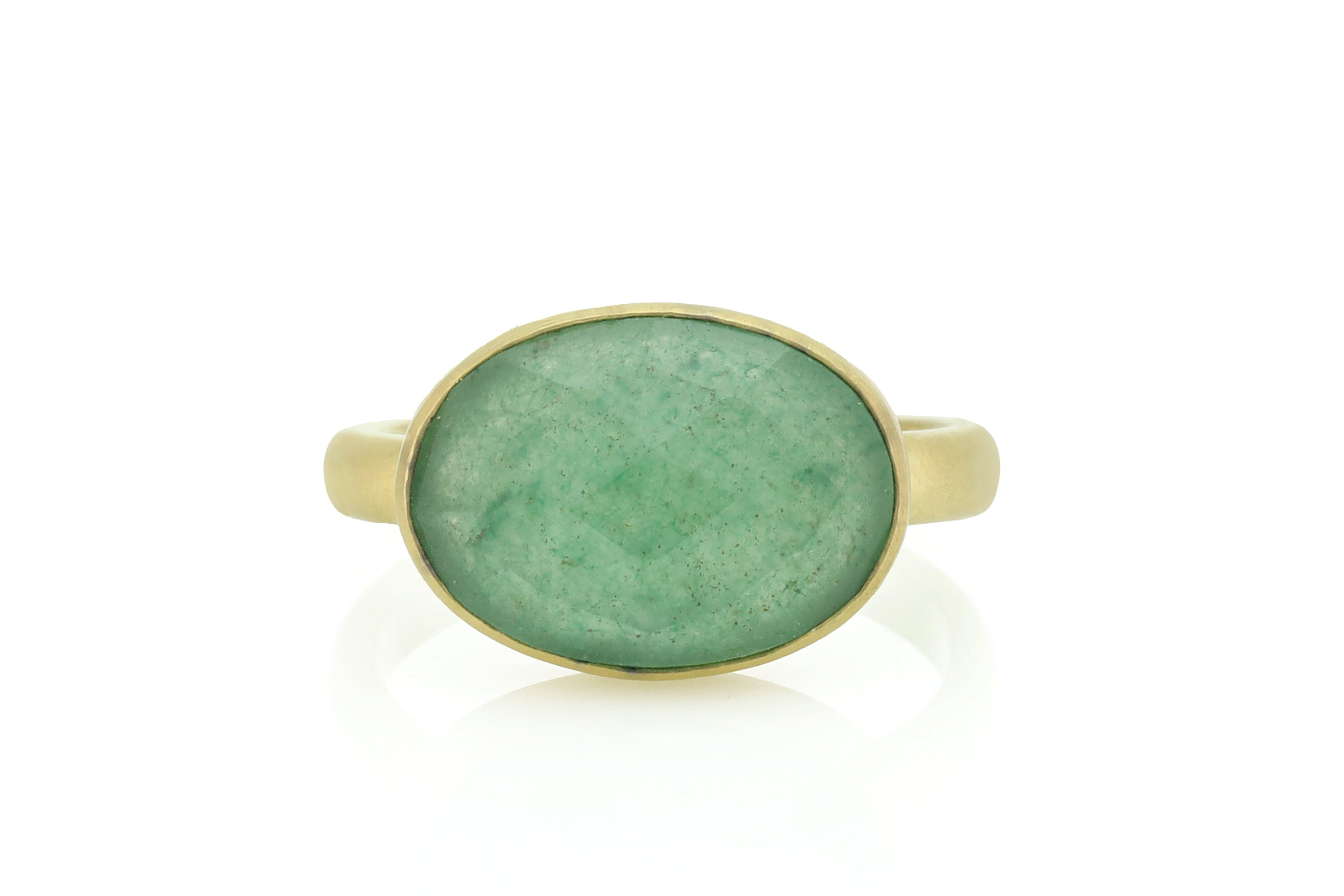 Brushed Gold Green Aventurine Ring Rings Anemone Limited