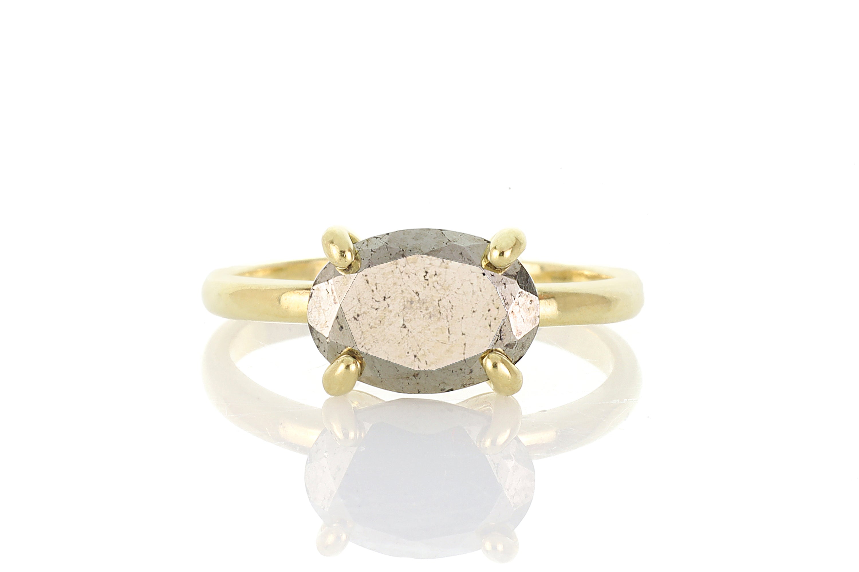 Stackable Gold Cocktail Oval Cut Pyrite Gemstone Ring Rings Anemone Unique