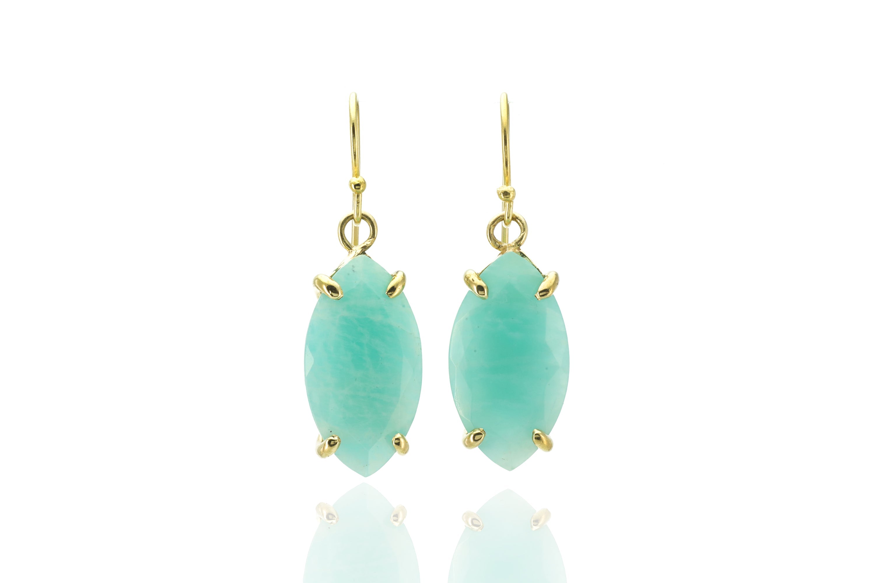 Marquise Cut Amazonite Dangle Gold Earrings Earrings Anemone Jewelry
