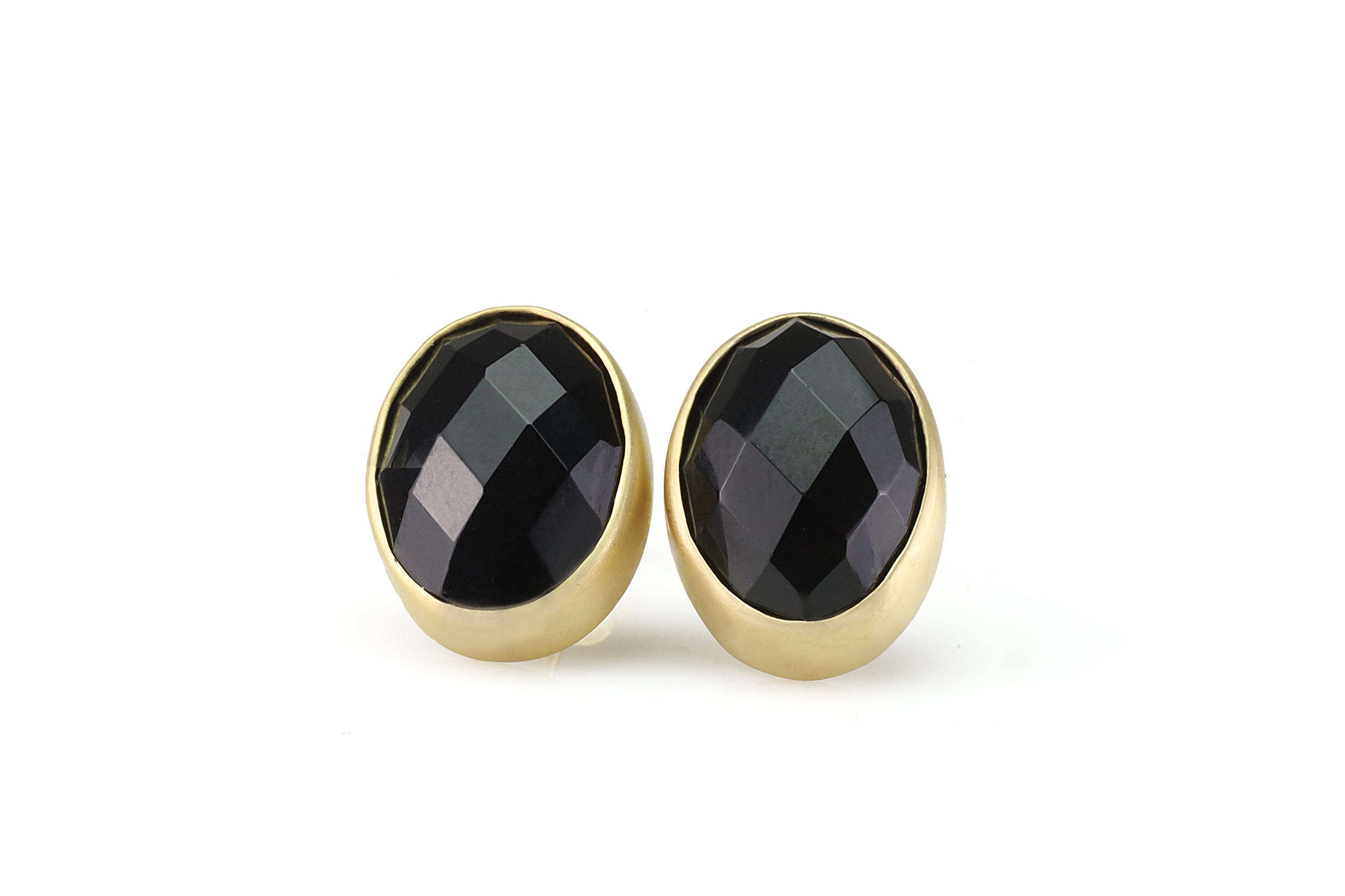 Gold Oval Stud Black Onyx Earrings Earrings Anemone Limited