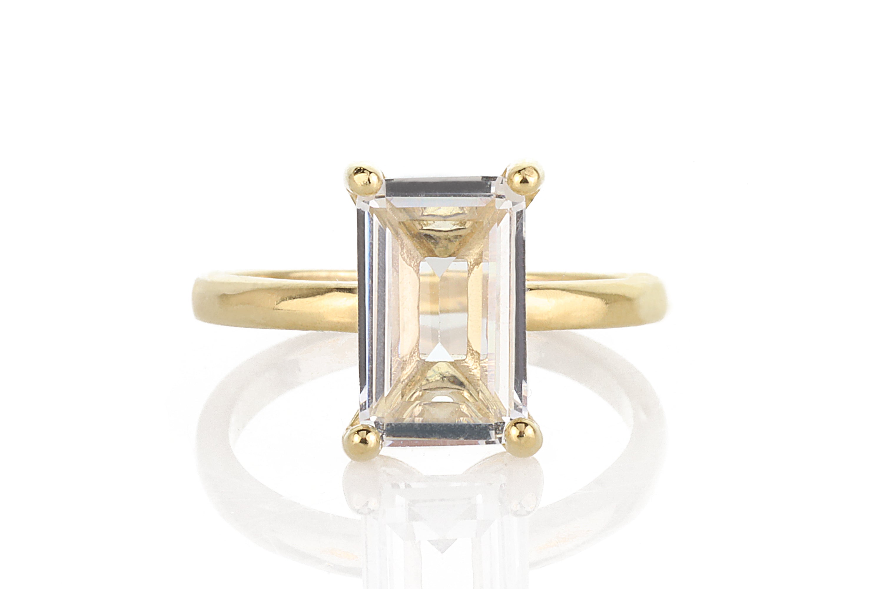 Rectangular Crystal Quartz in 14k Gold-filled Ring Rings Anemone Unique