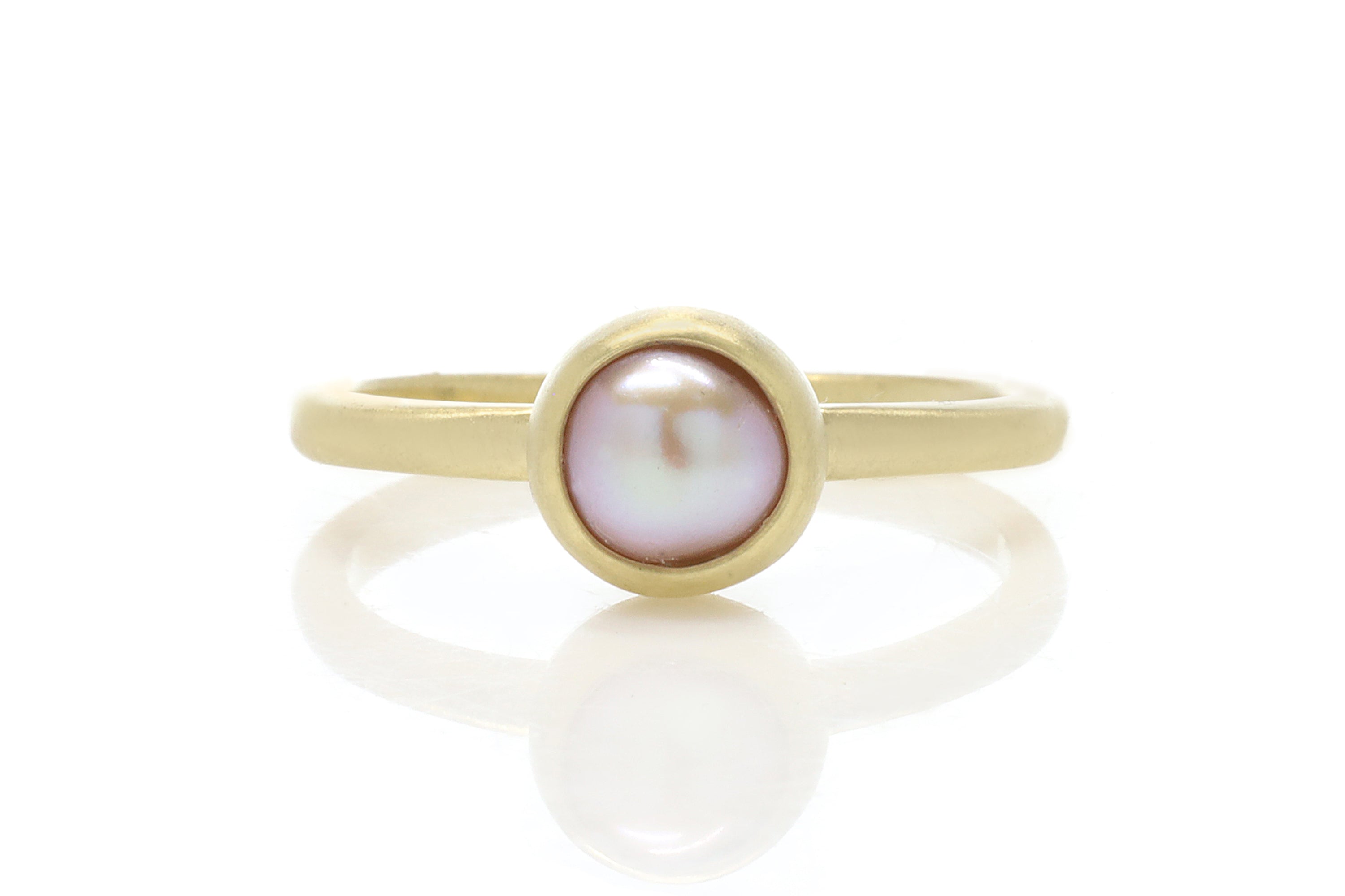 Pink Freshwater Pearl Gold Bezel Ring Rings Anemone Limited