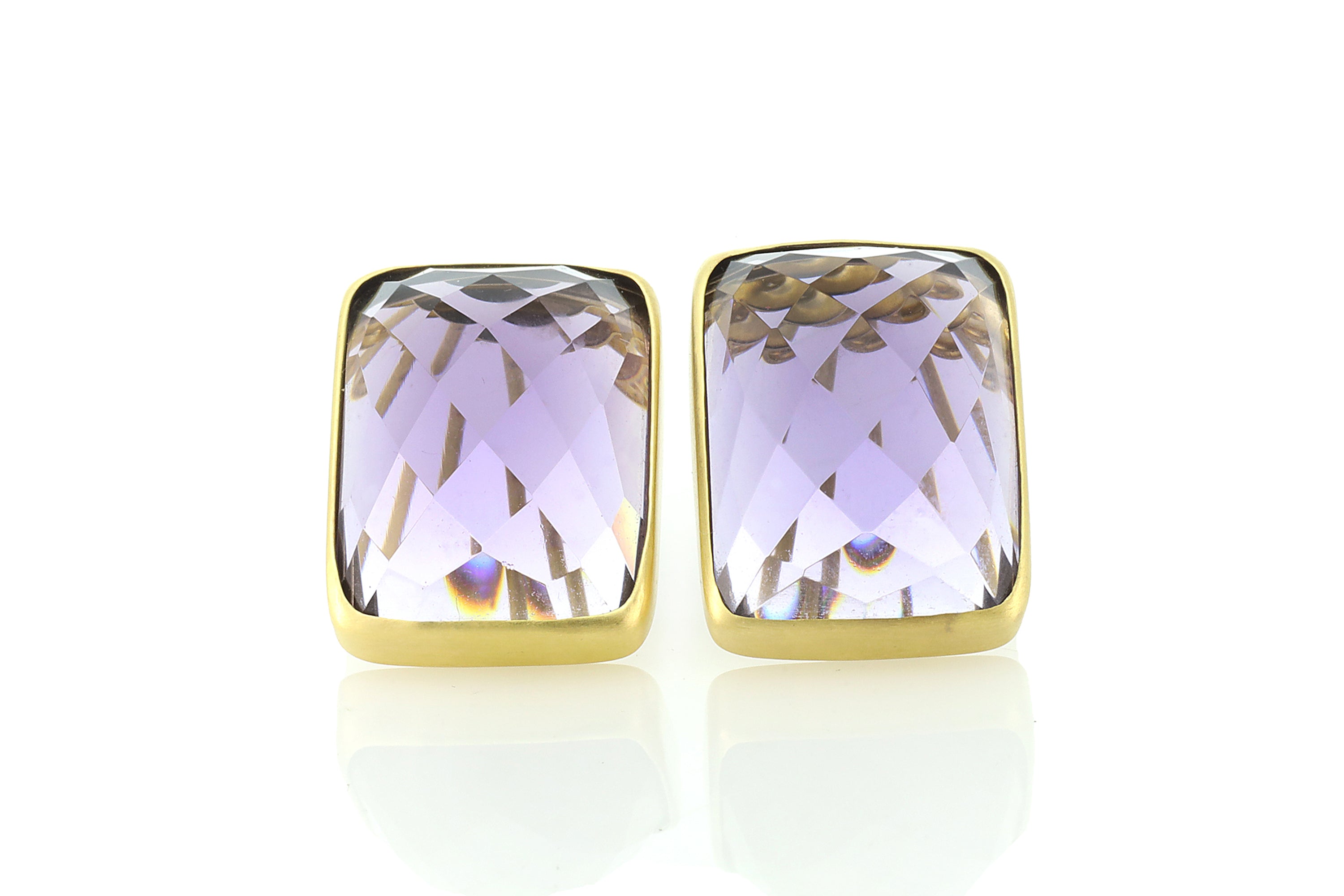 Gold Filled Rectangle Amethyst Stud Earrings Earrings Anemone Limited