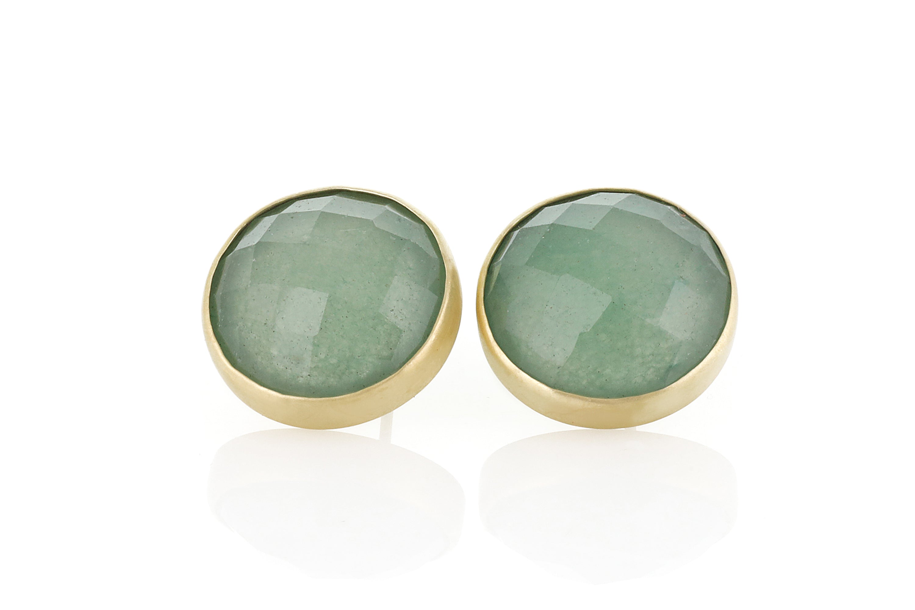 Green Aventurine Gemstone Gold Stud Earrings Earrings Anemone Limited