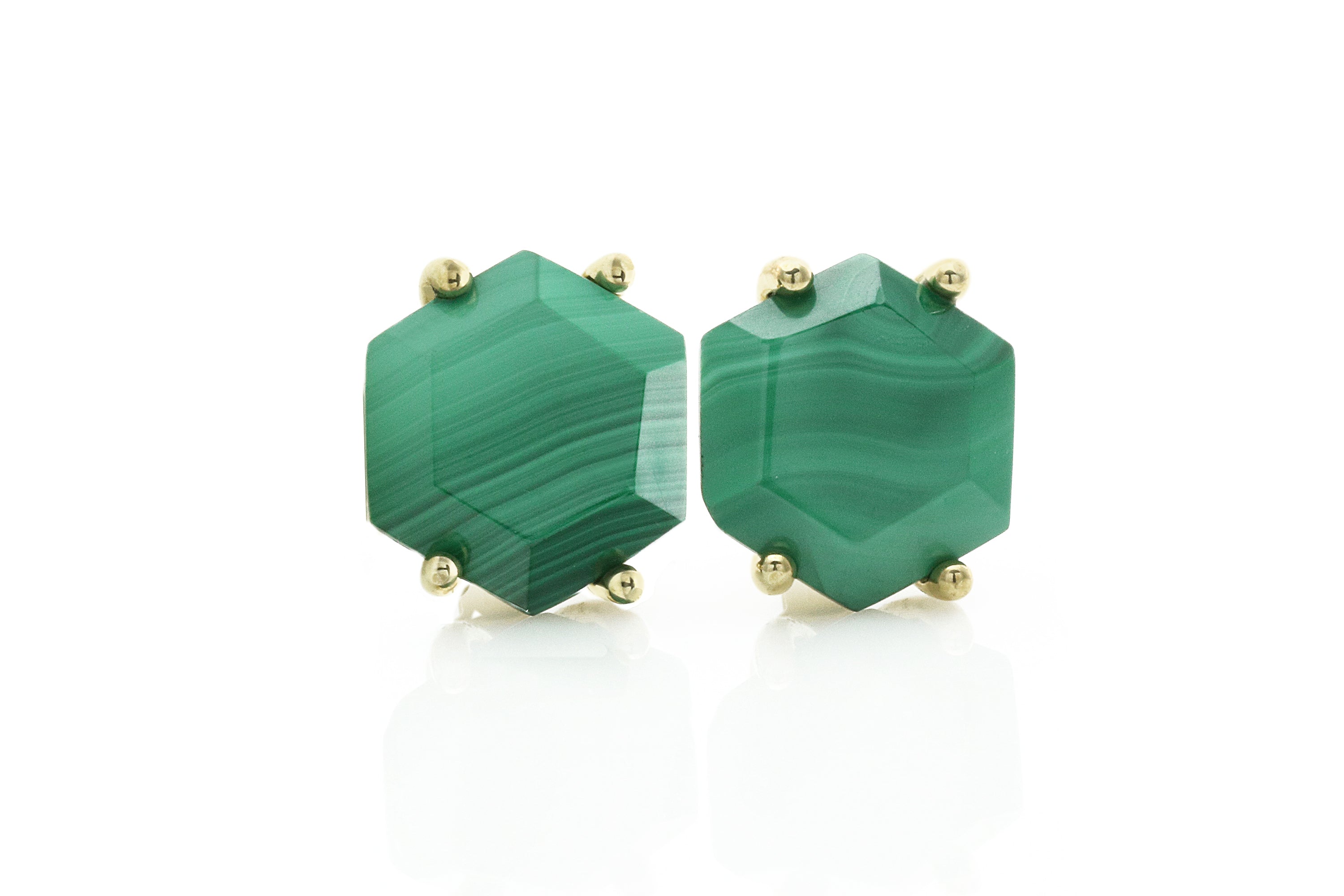 Hexagon Malachite Gold Filled Earrings Earrings Anemone Unique