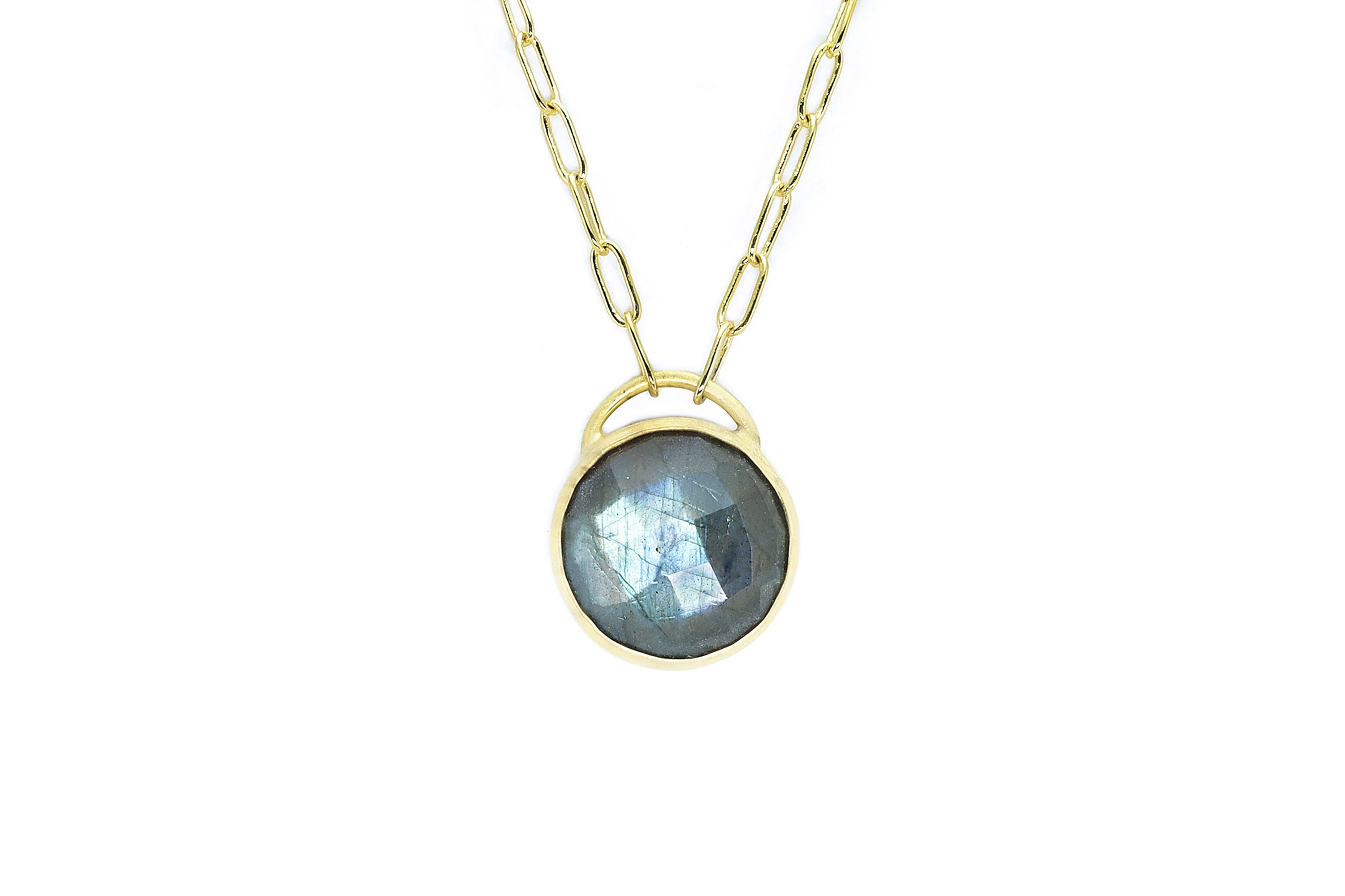 Purse Inspired Bezel Labradorite Pendant Necklace necklaces Anemone Limited