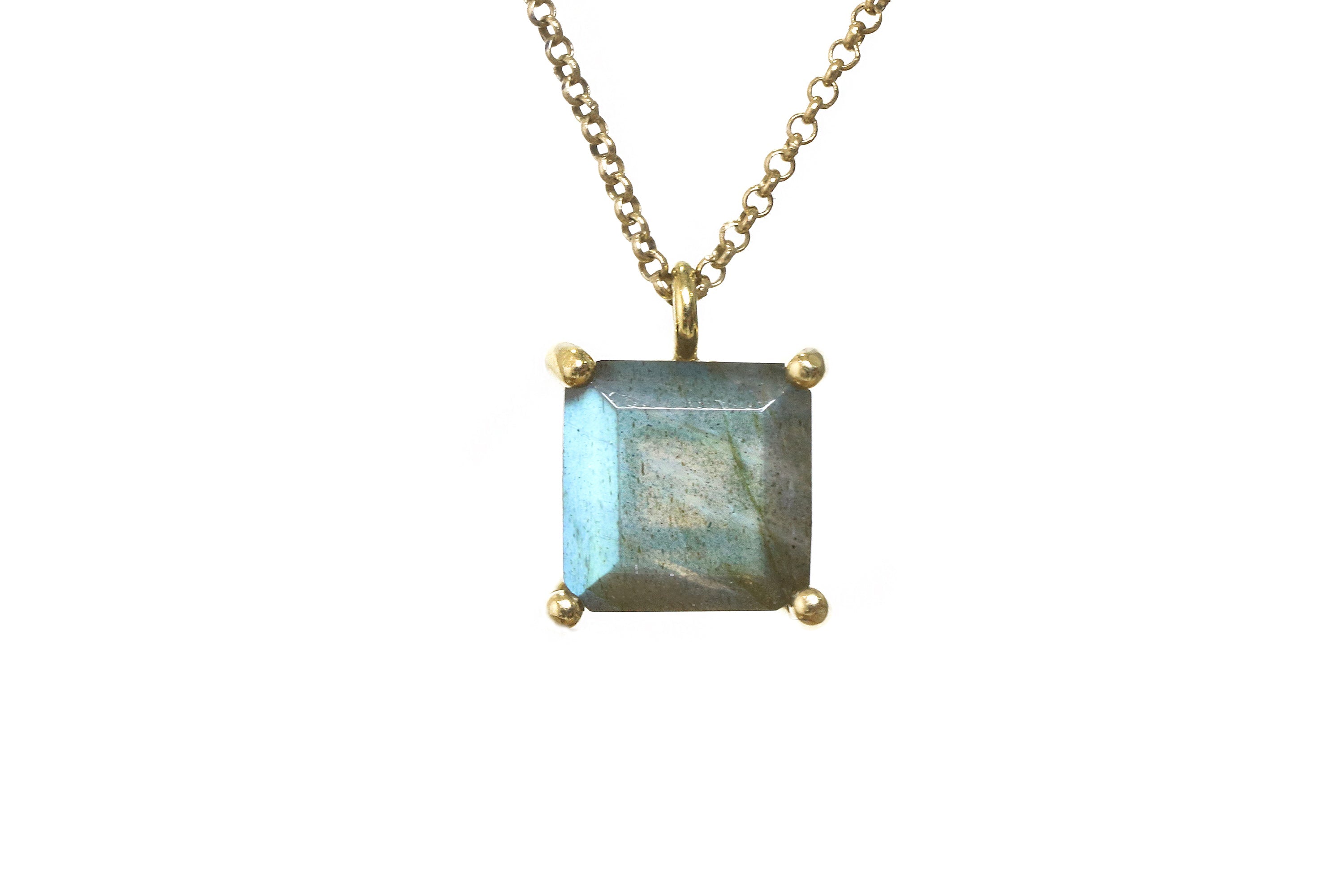 Flashy Blue Labradorite Gold Necklace necklaces Anemone Unique
