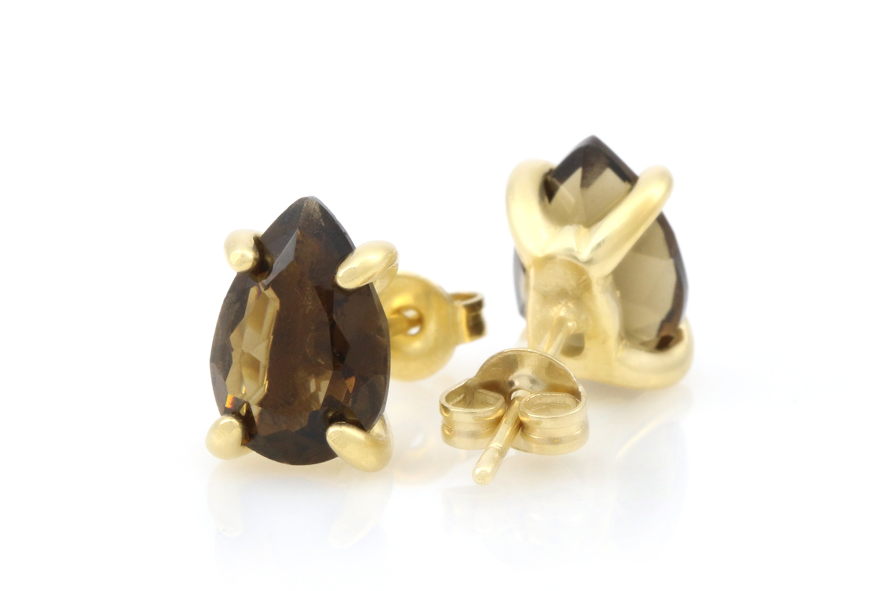 Smoky Quartz Stone Silver Stud Earrings Earrings Anemone Unique