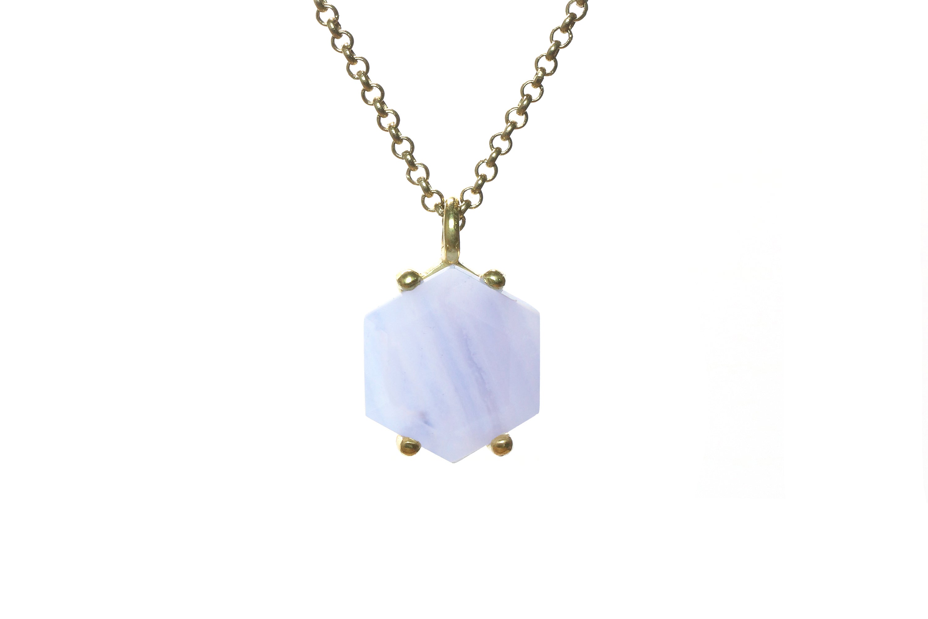 Gold Lace Agate Pendant Necklace necklaces Anemone Unique