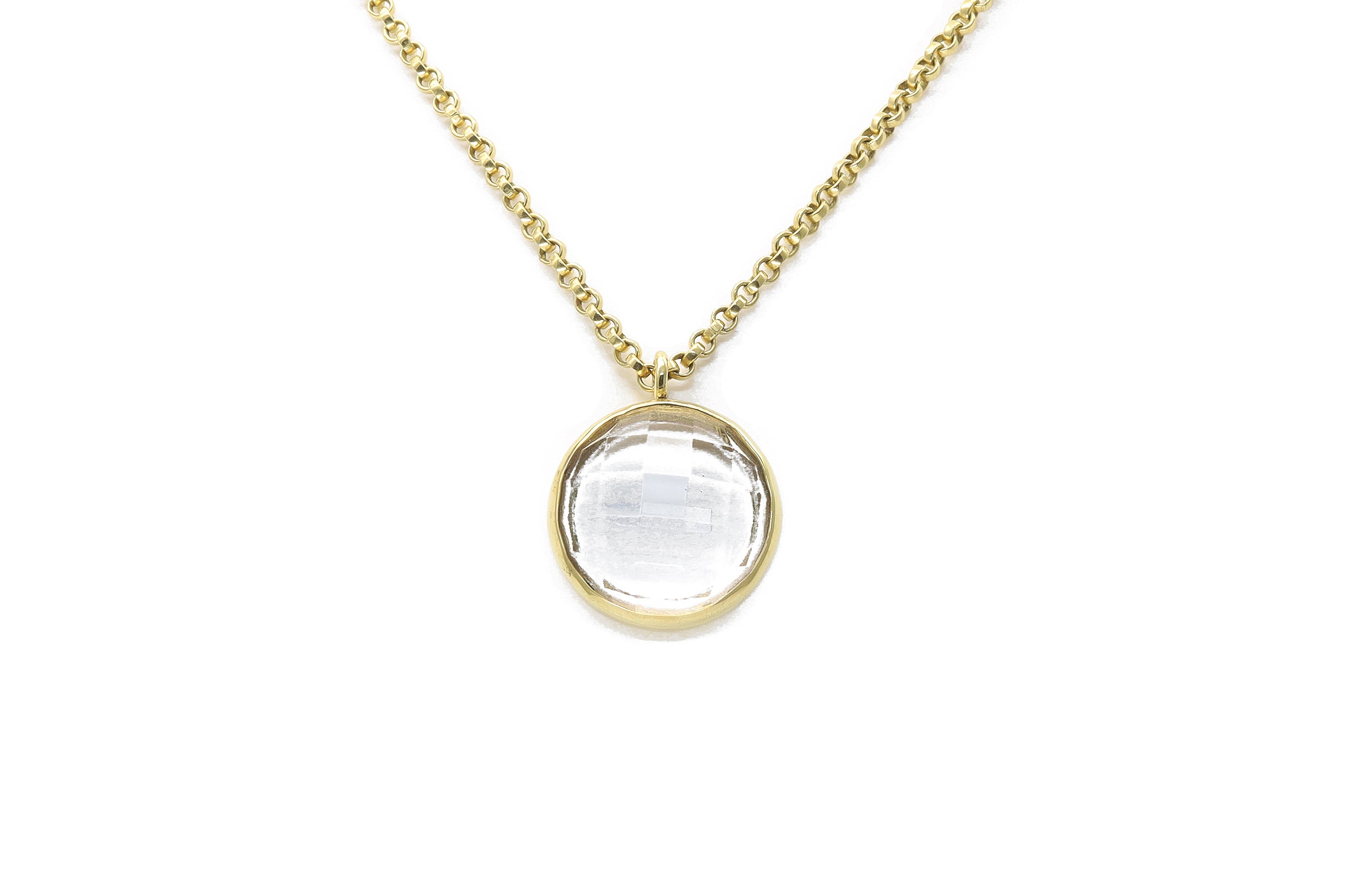 Statement Clear Quartz Bezel Set 14k Gold Necklace necklaces Anemone Limited
