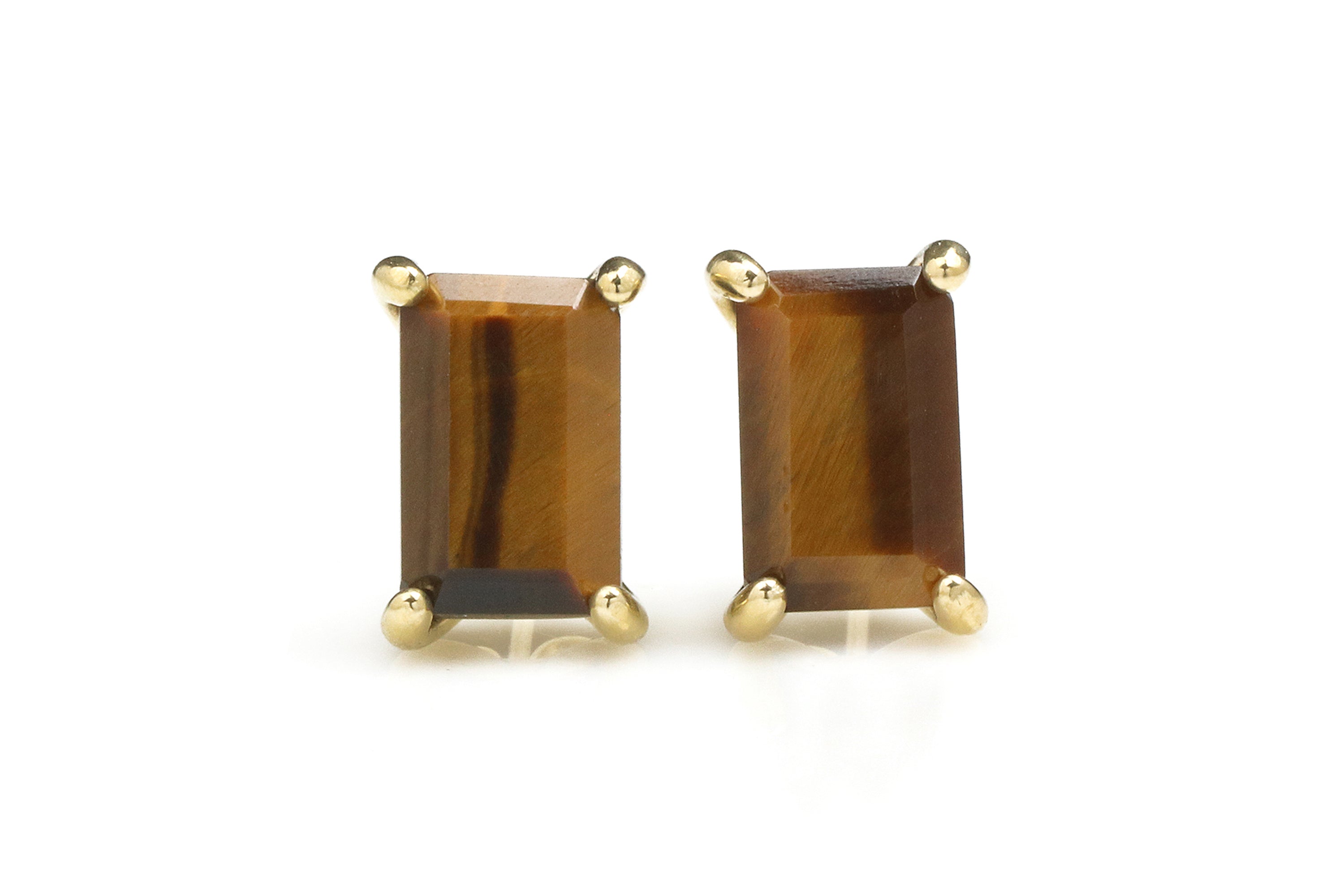 Tiger Eye Gemstone Unique Earrings in Gold Earrings Anemone Unique