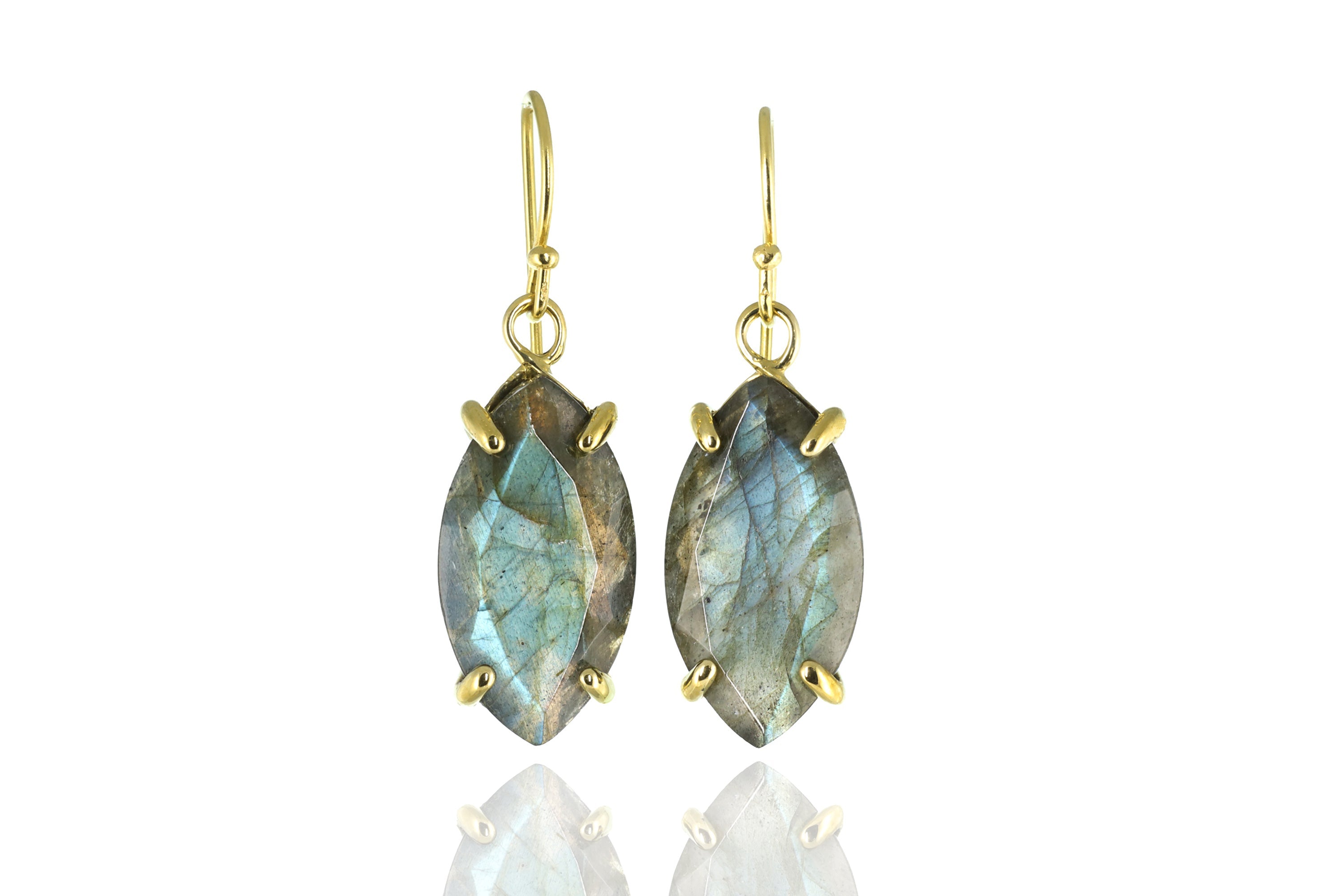 Mixed Flash Labradorite Gold Dangle Earrings Earrings Anemone Jewelry