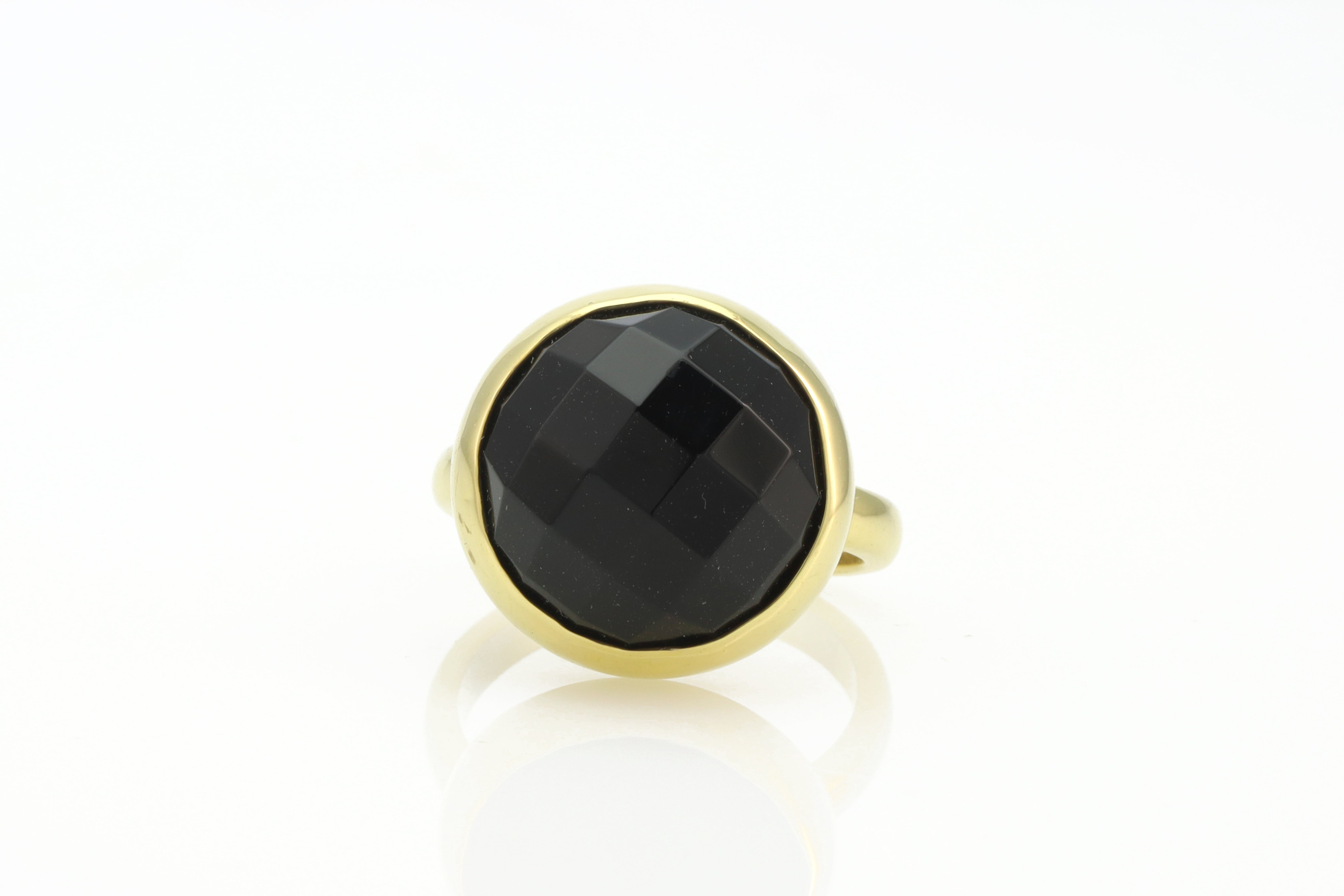 Black Onyx Bezel Set Statement Gold Stacking Ring Rings Anemone Limited