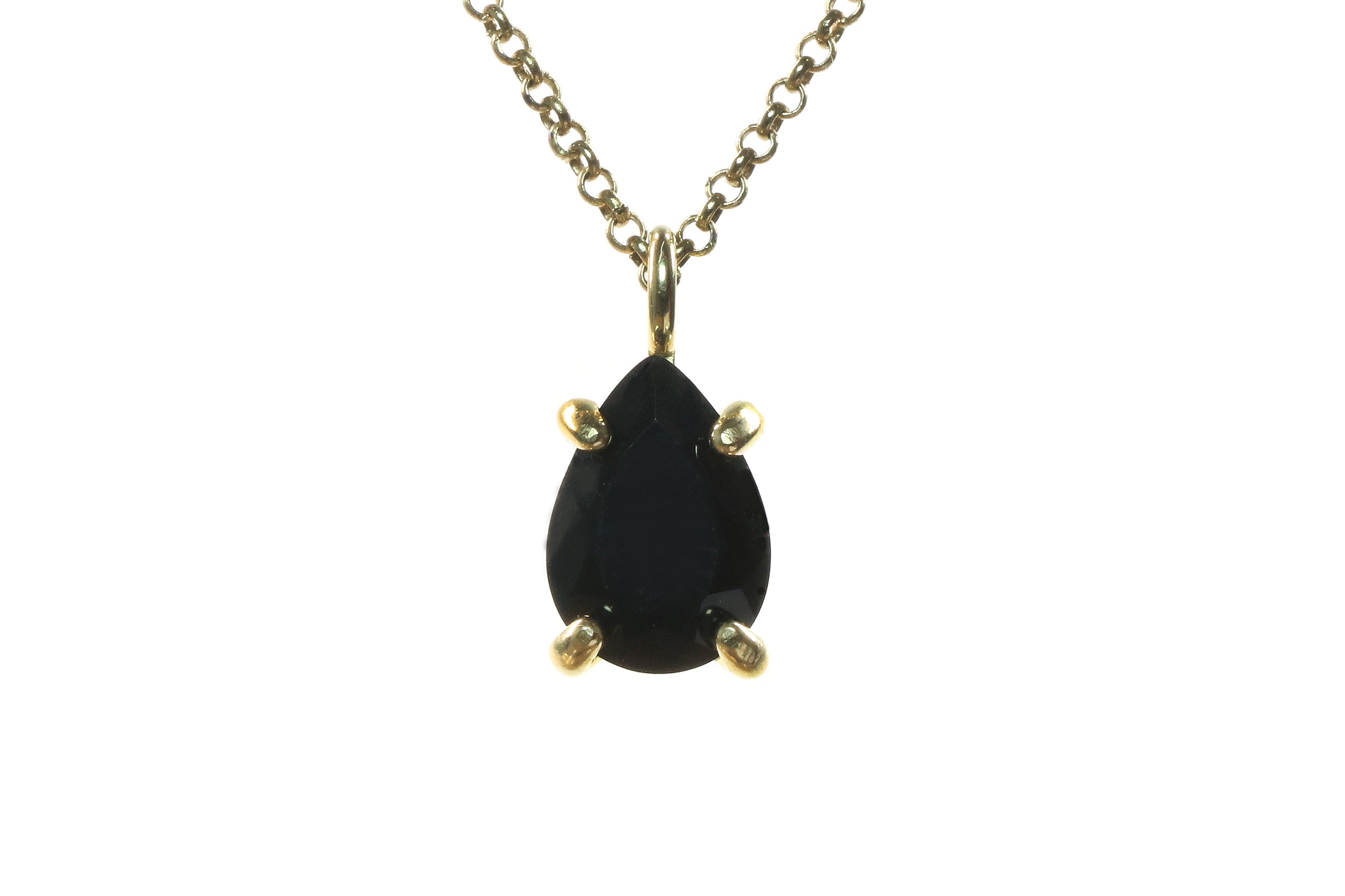 Pear Black Onyx Necklace in Gold necklaces Anemone Unique