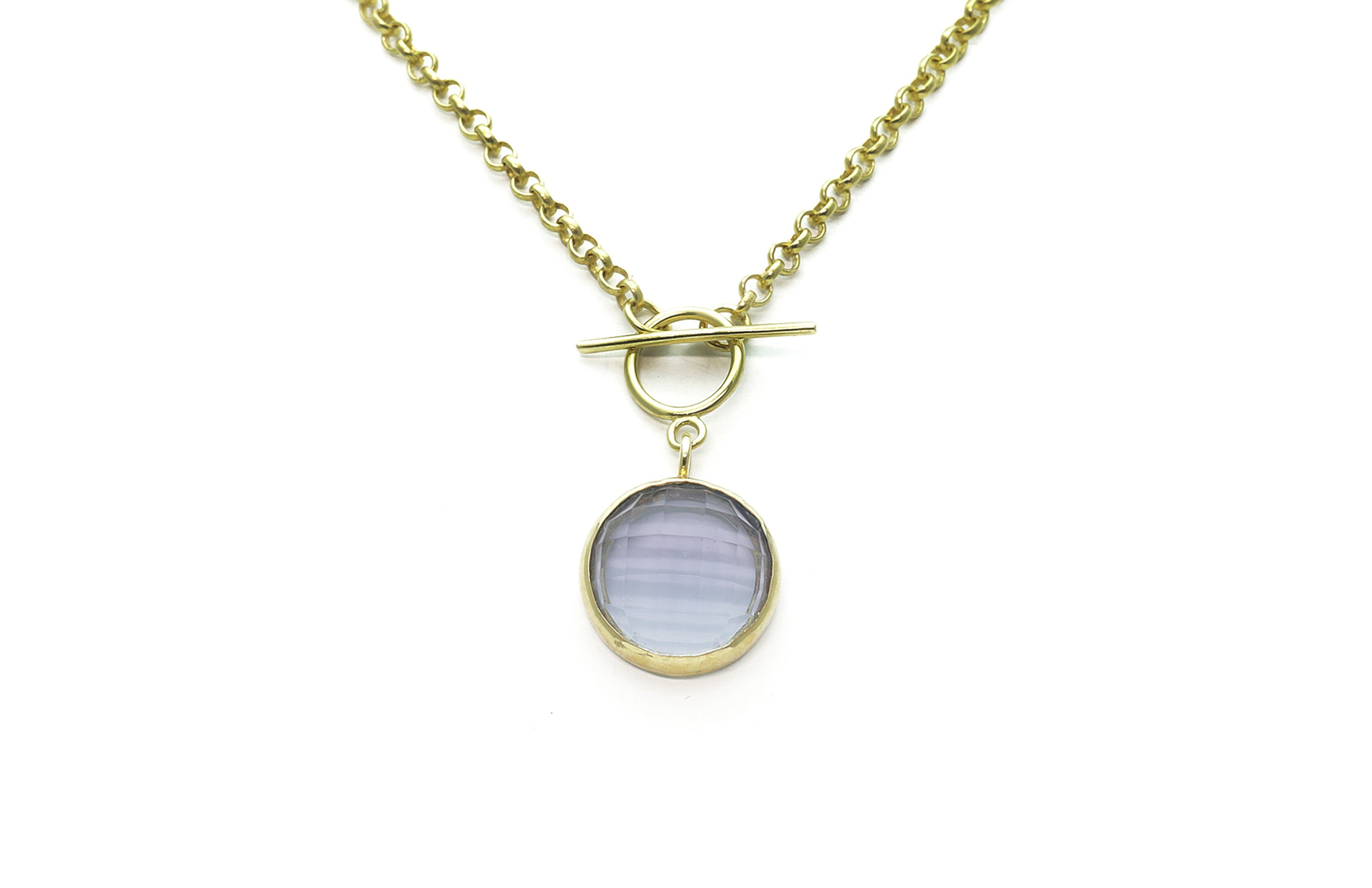 Tanzanite Toggle Gold Bezel Pendant Necklace necklaces Anemone Limited