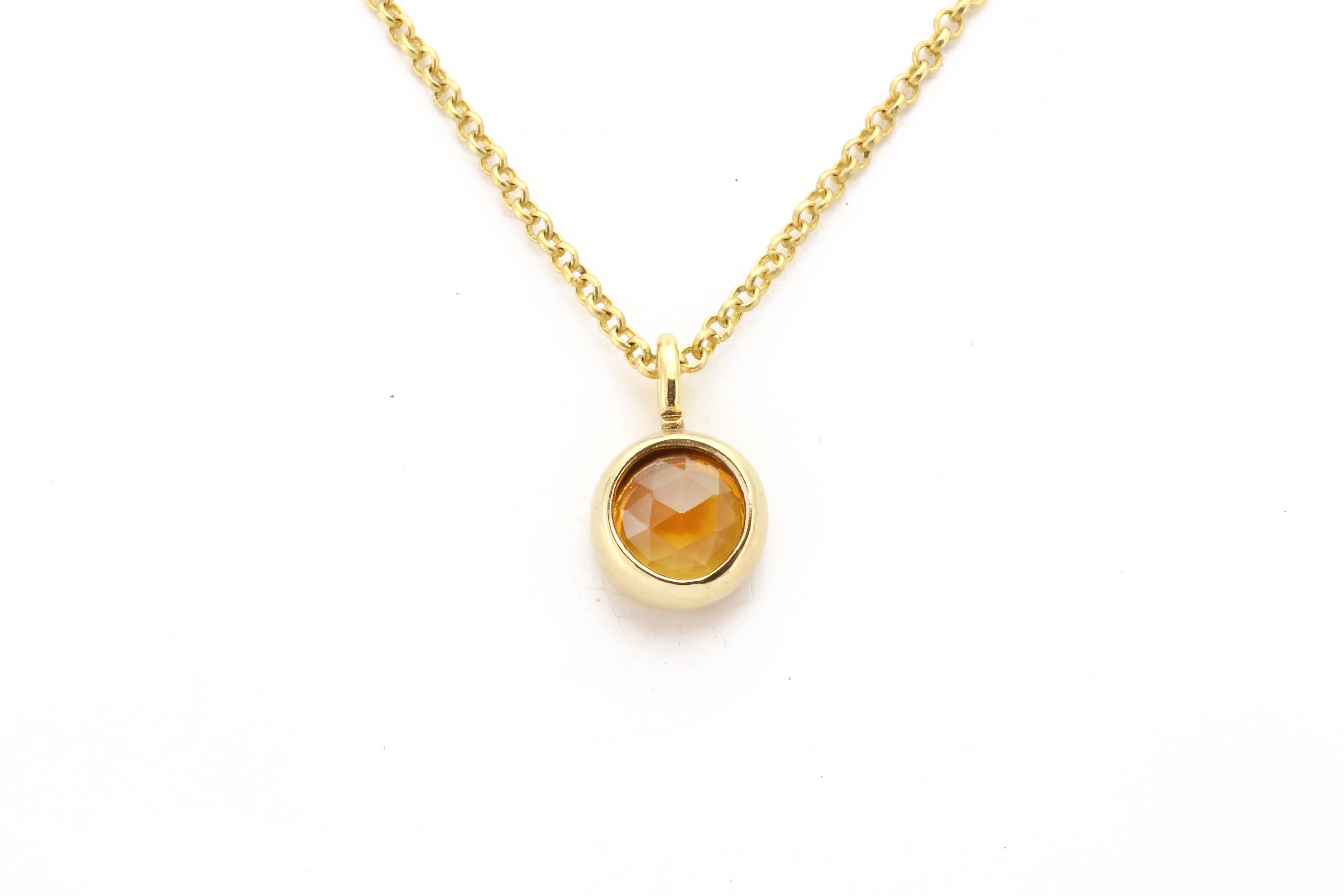 Citrine Pendant Necklace in Gold Bezel Setting necklaces Anemone Limited