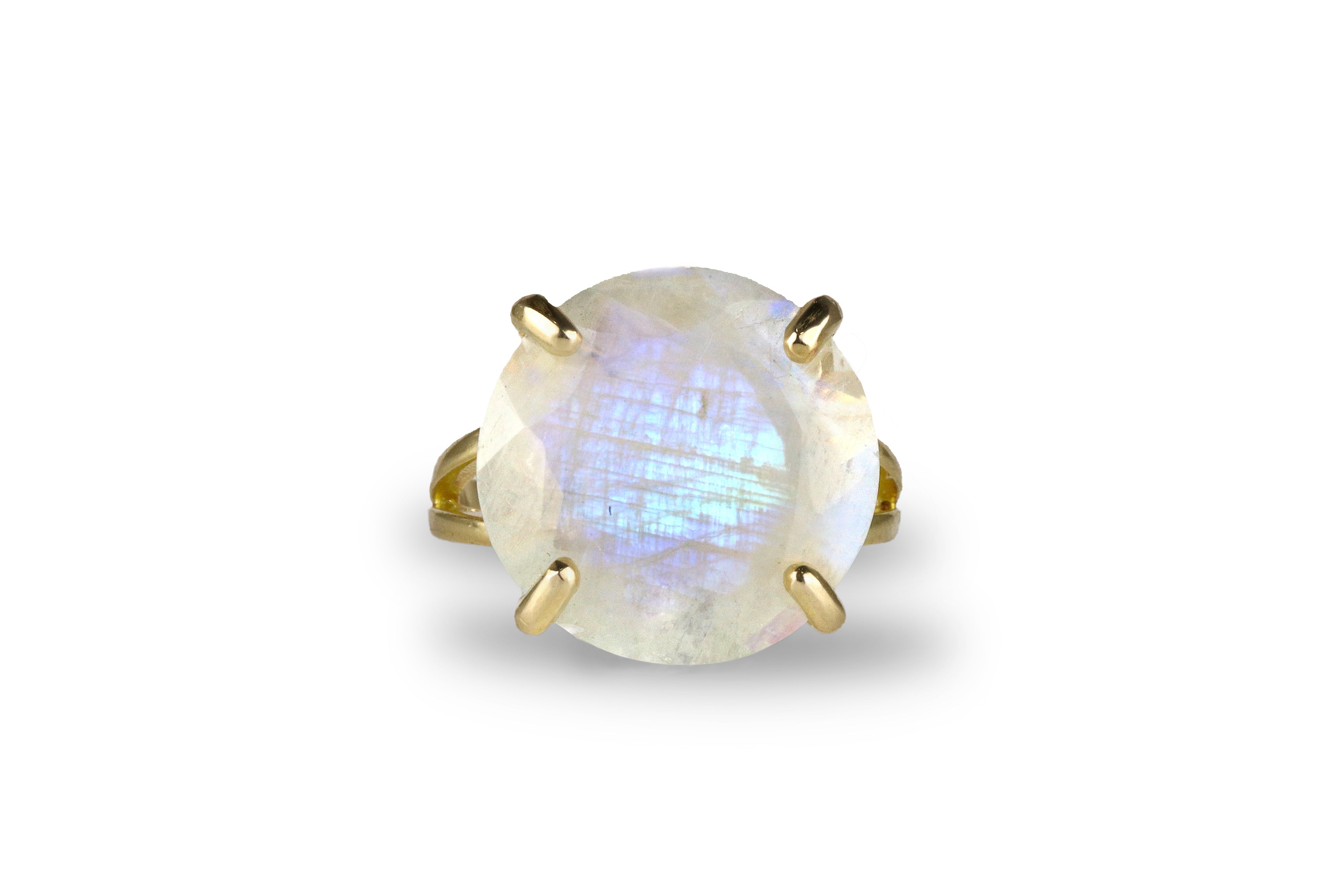 Round Moonstone Statement Ring in Gold Rings Anemone Jewelry
