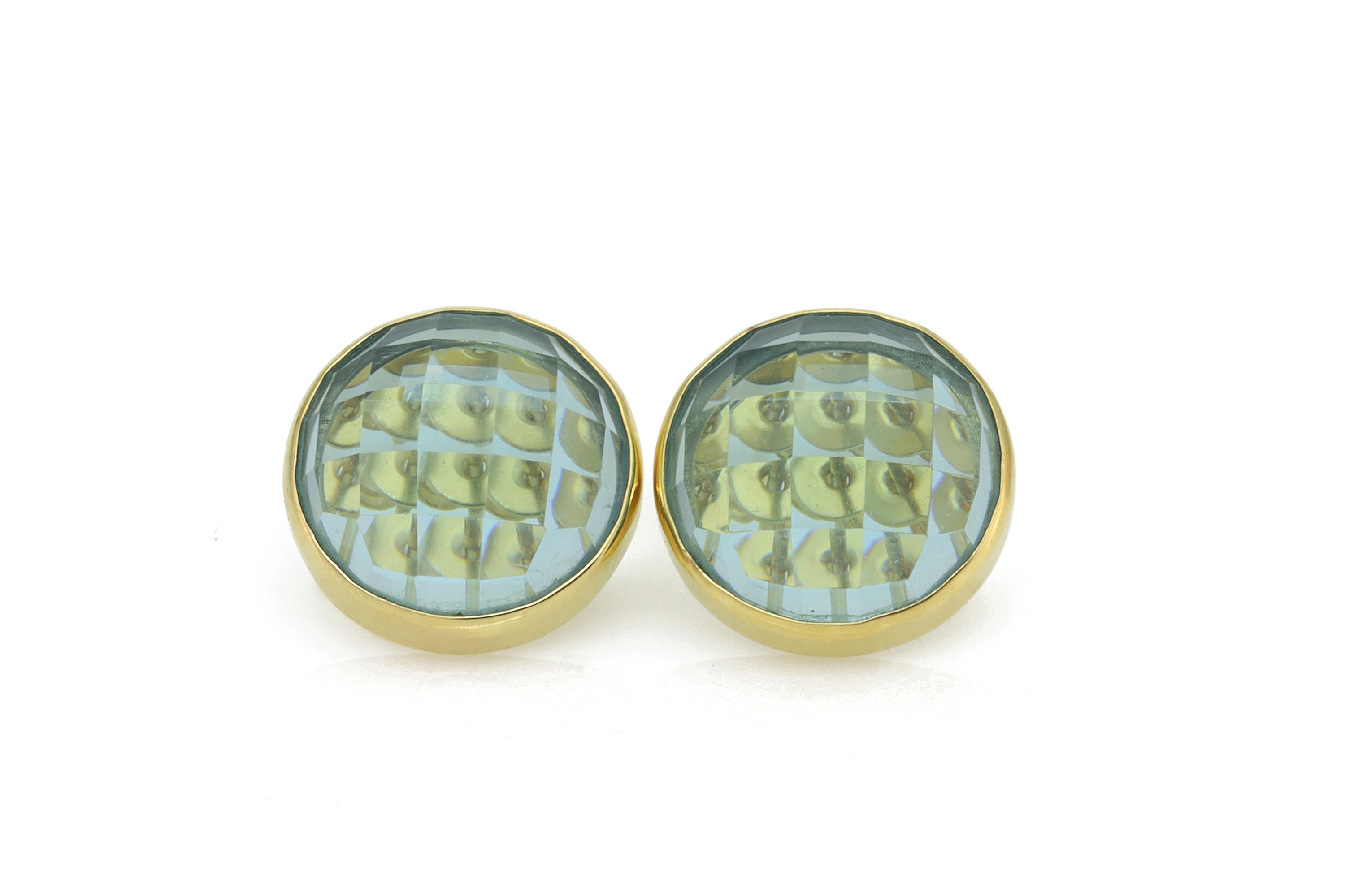 Blue Topaz Gold Bezel Set Stud Earrings Earrings Anemone Limited