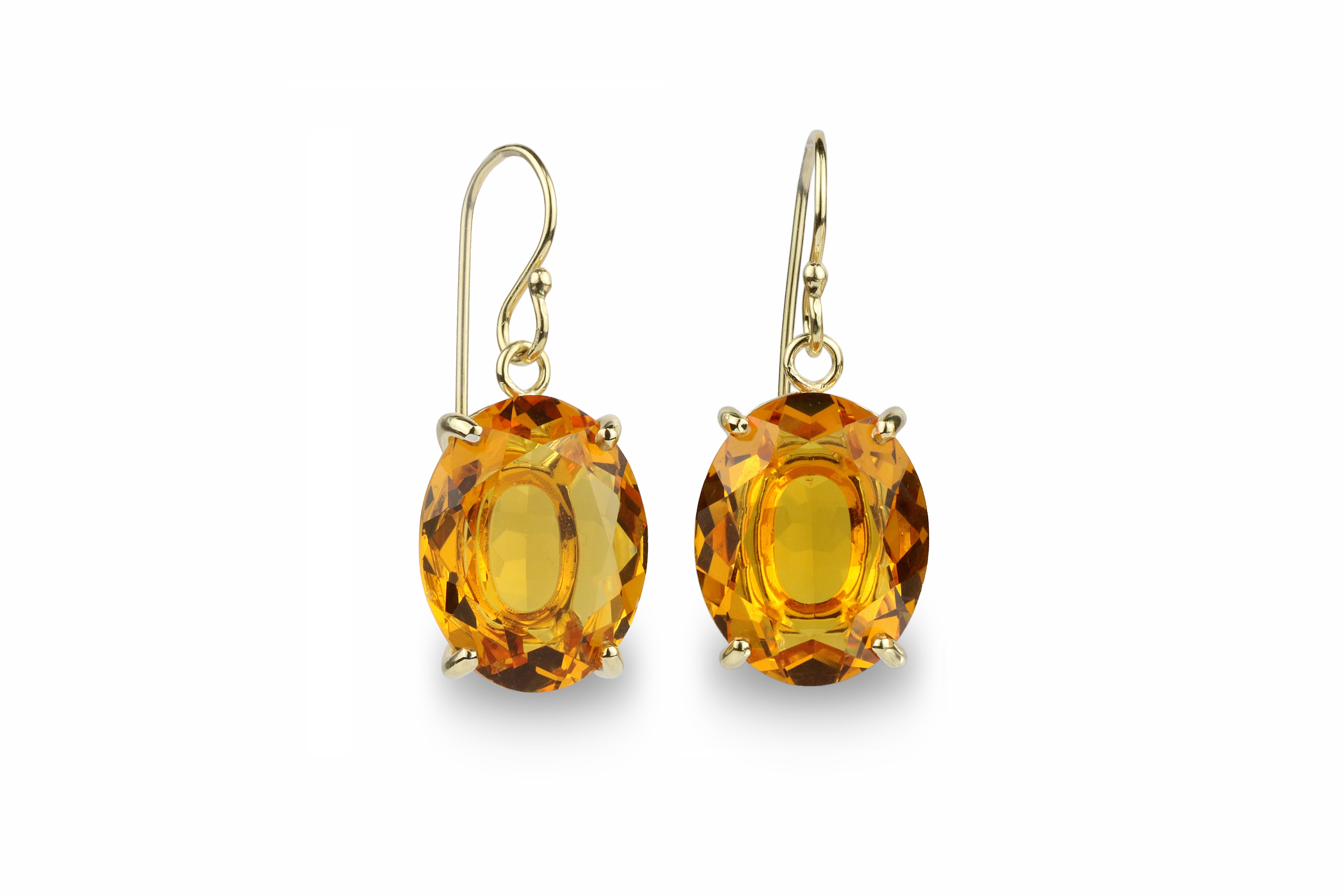 Large Dangling 14k Gold Oval Citrine Earrings Earrings Anemone Jewelry