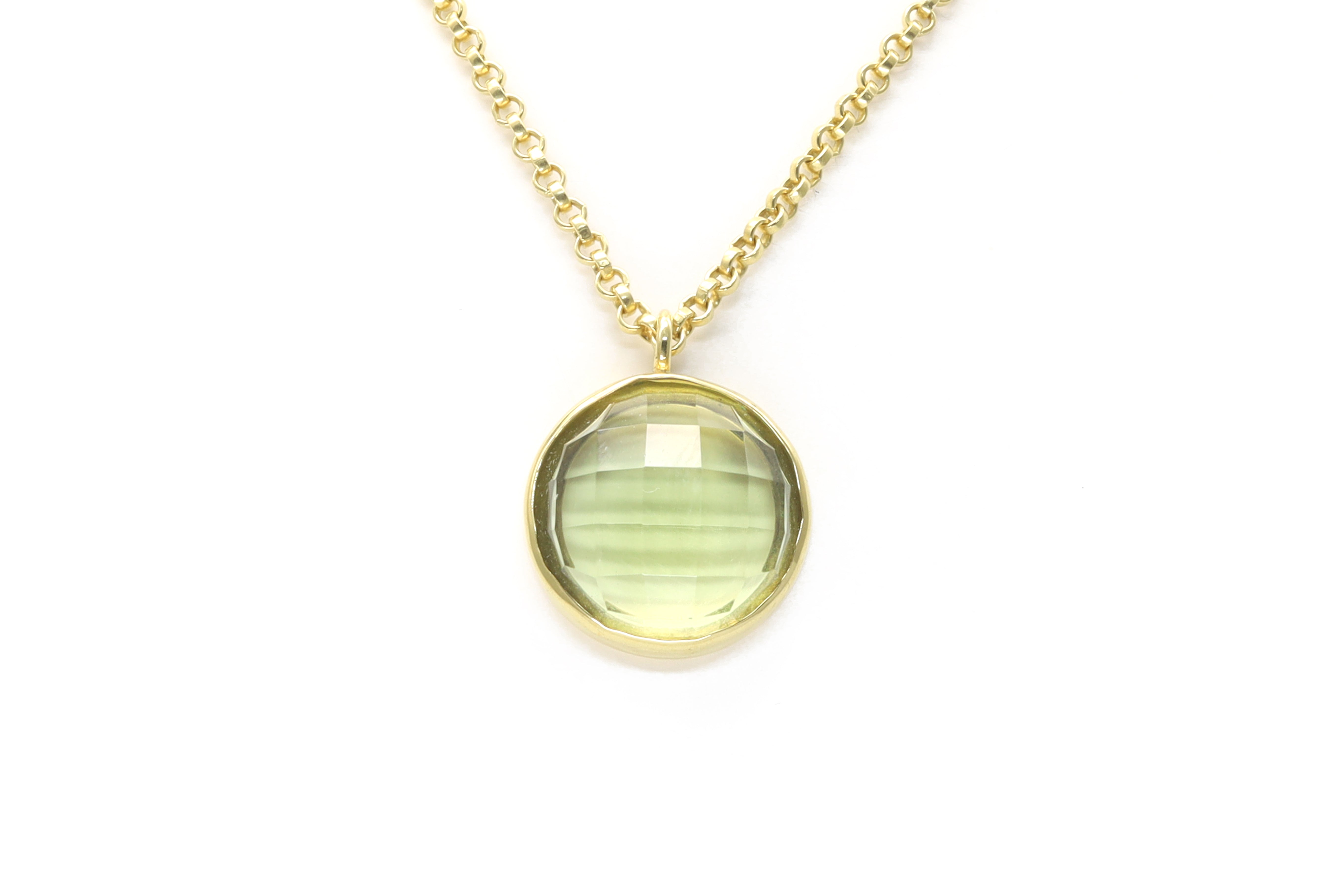 Bezel Set Lemon Quartz Pendant Necklace in Gold necklaces Anemone Limited