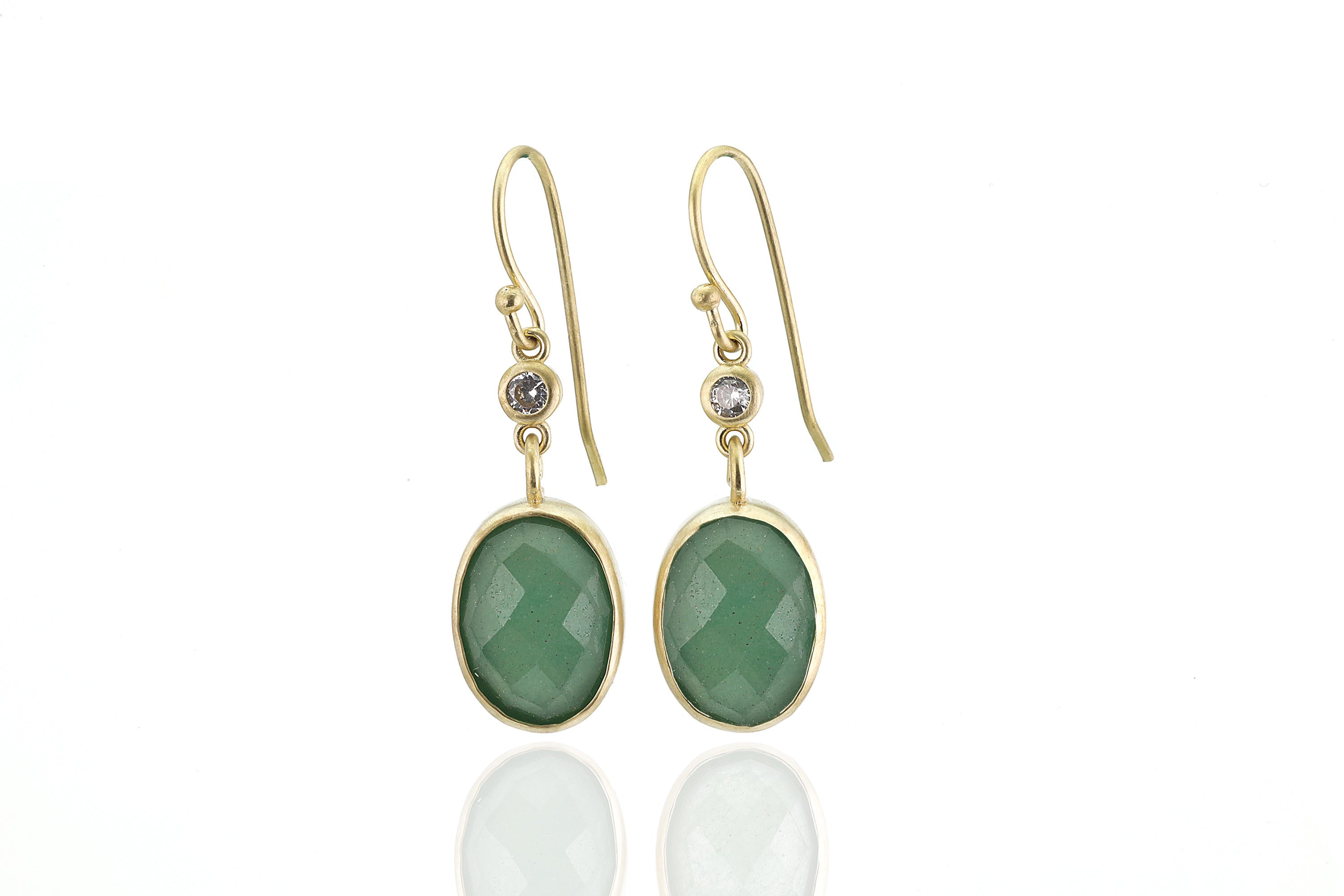 Green Aventurine Two-Part Gold Earrings Earrings Anemone Limited