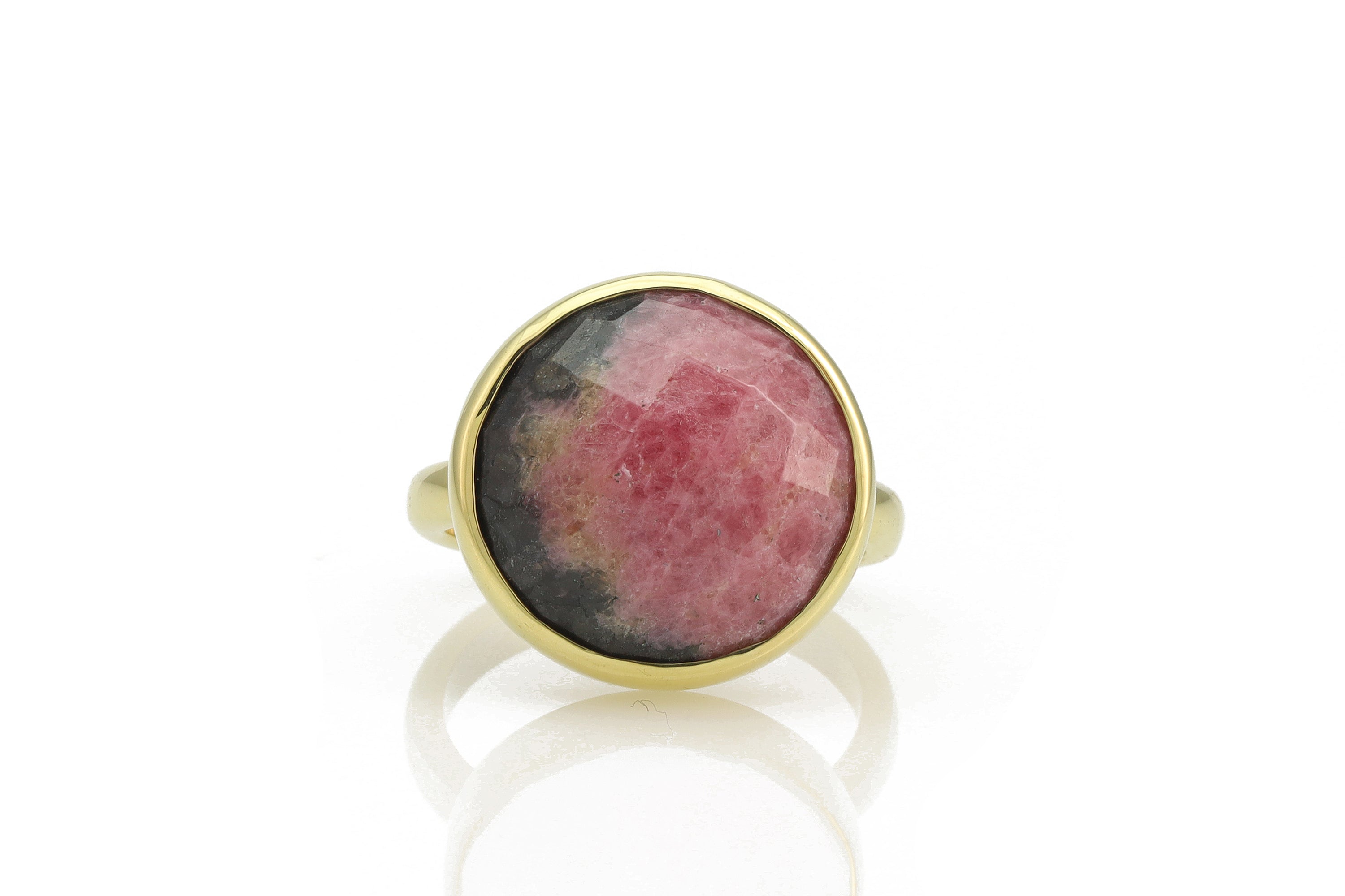 Rhodonite Stone Statement Gold Bezel Ring Rings Anemone Limited