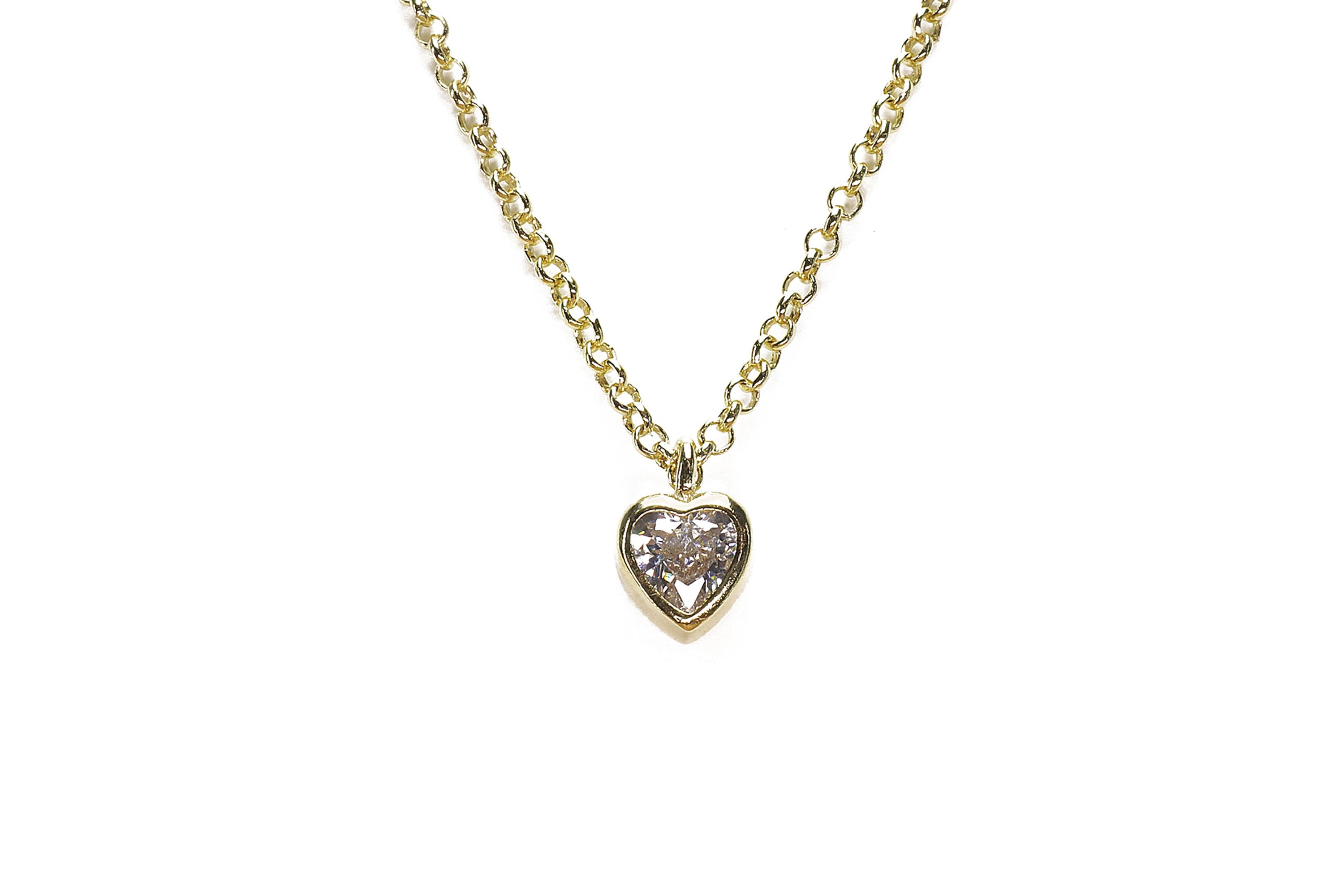CZ Heart Charm Pendant Gold Necklace necklaces Anemone Unique