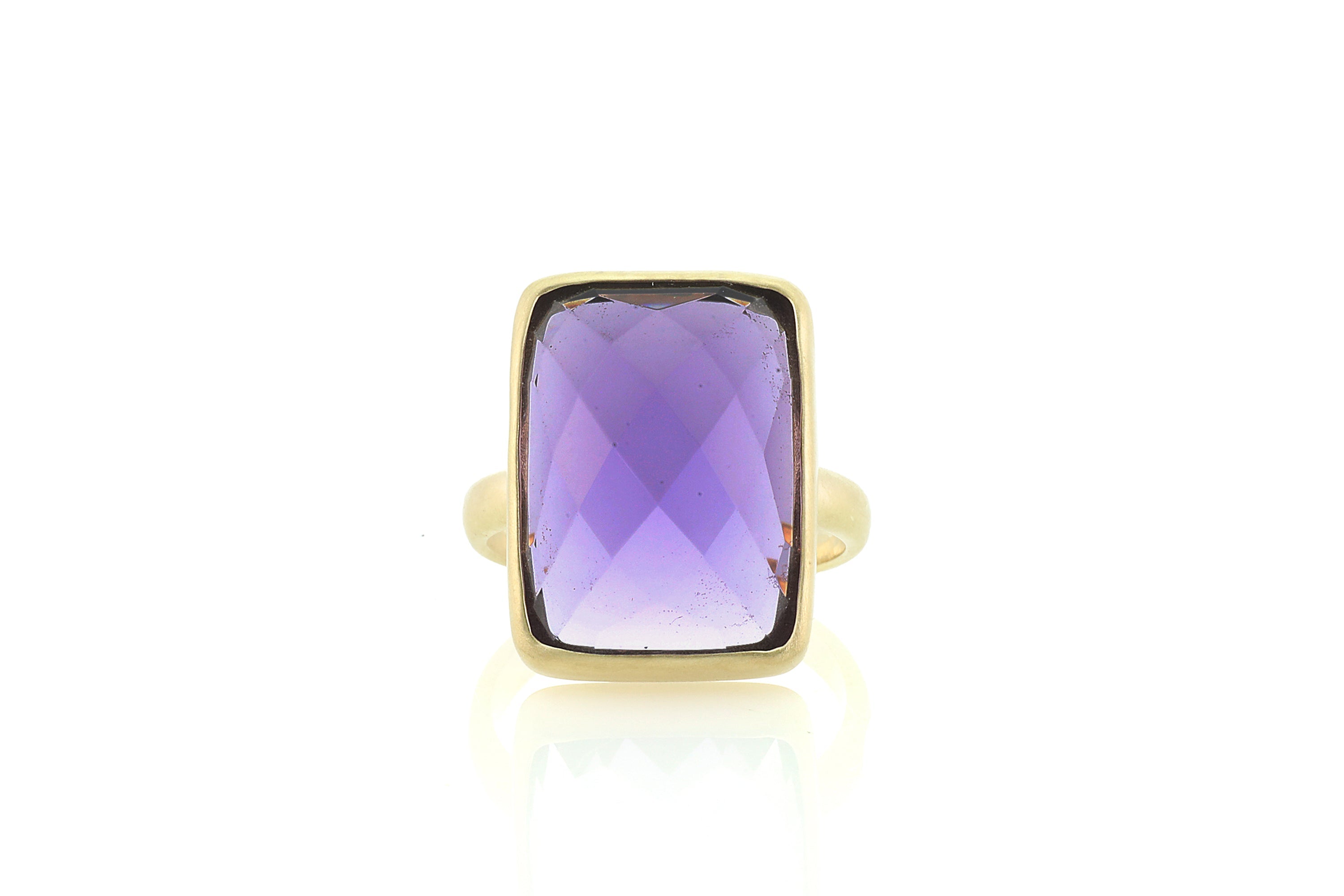 Bezel Set Rectangle Amethyst Gold Ring Rings Anemone Limited