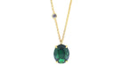 Long Gold Oval Emerald Gemstone Necklace with Cubic Zirconia necklaces Anemone Jewelry