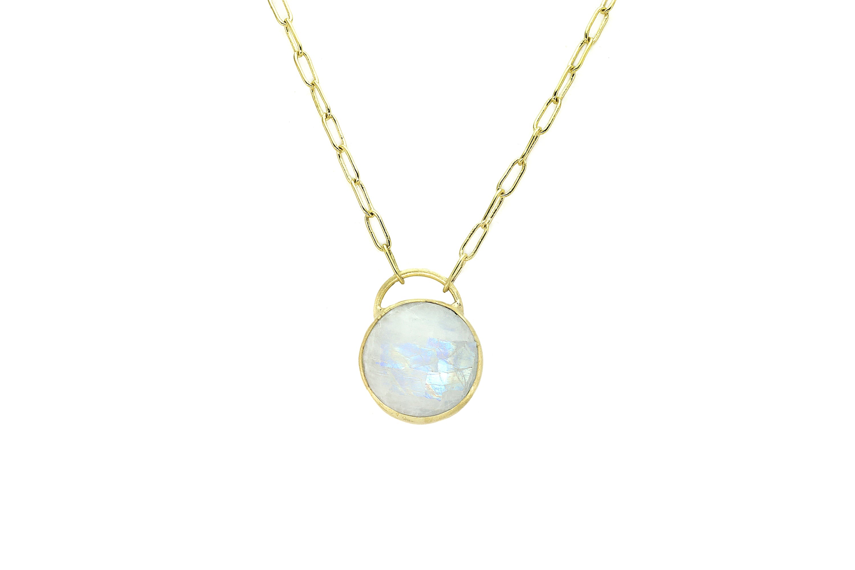 Dainty Bezel Set Moonstone Sterling Silver Pendant Necklace necklaces Anemone Limited