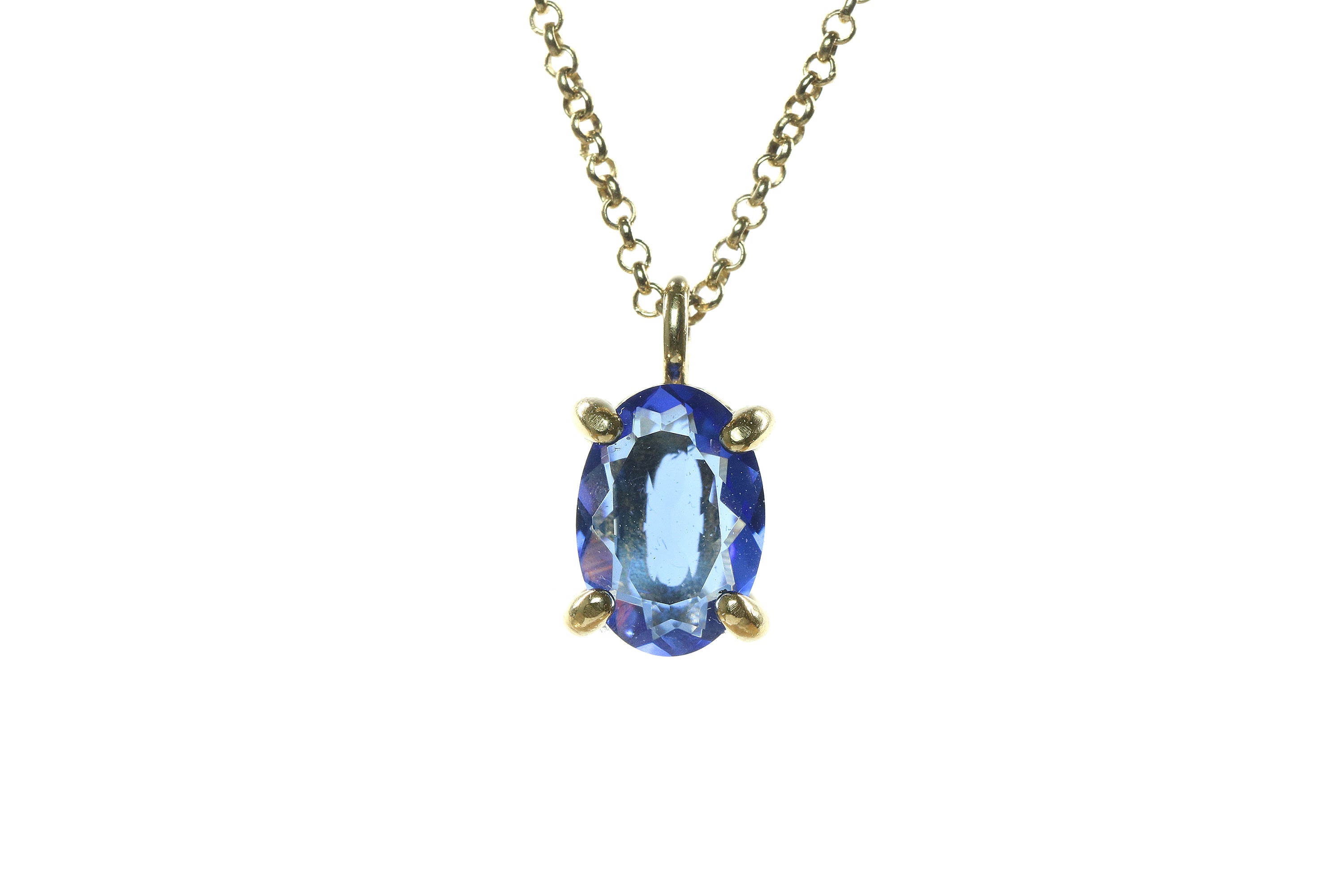 Amazing Gold Sapphire Pendant Necklace necklaces Anemone Unique