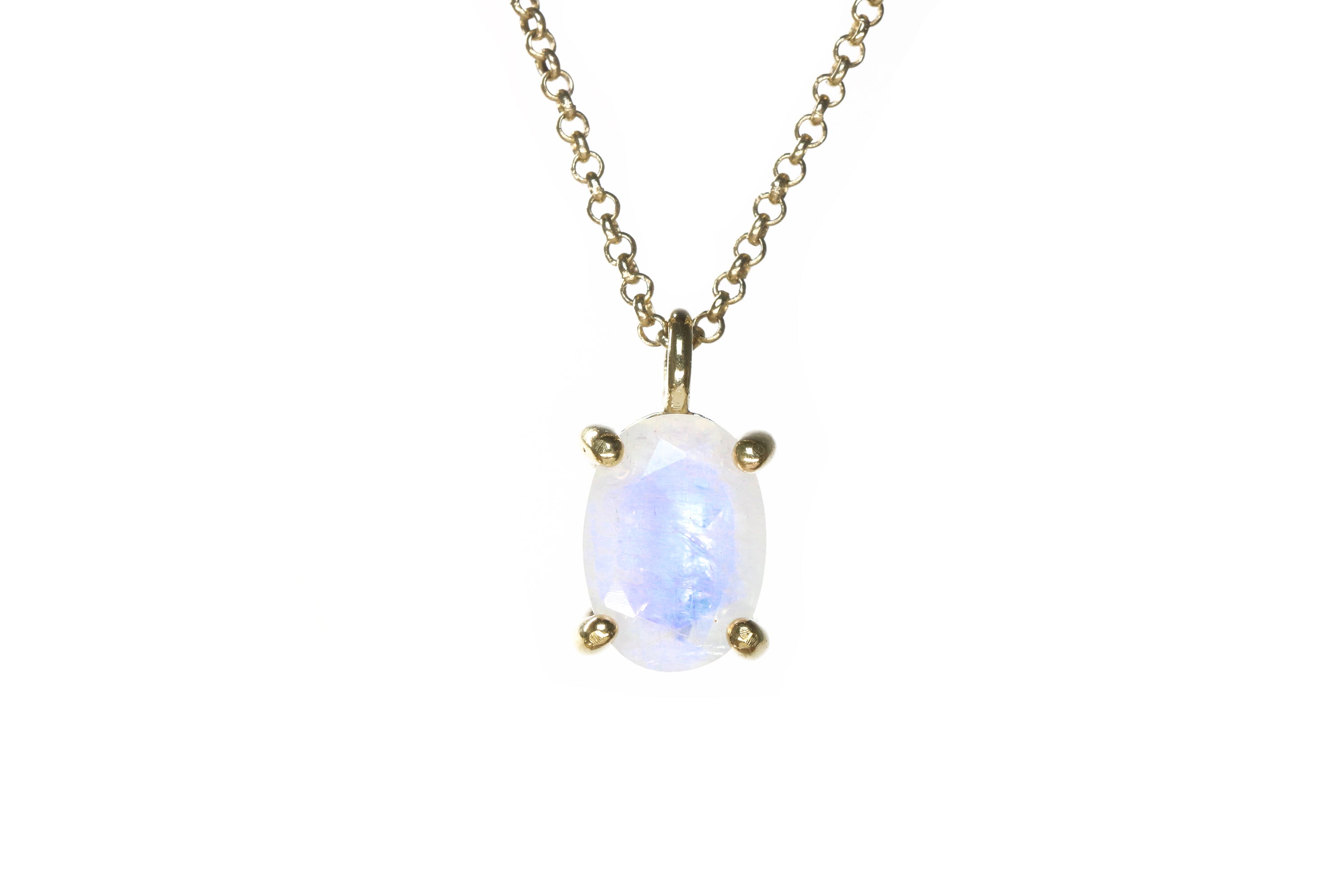 Oval Moonstone Gemstone Pendant Gold Necklace necklaces Anemone Unique