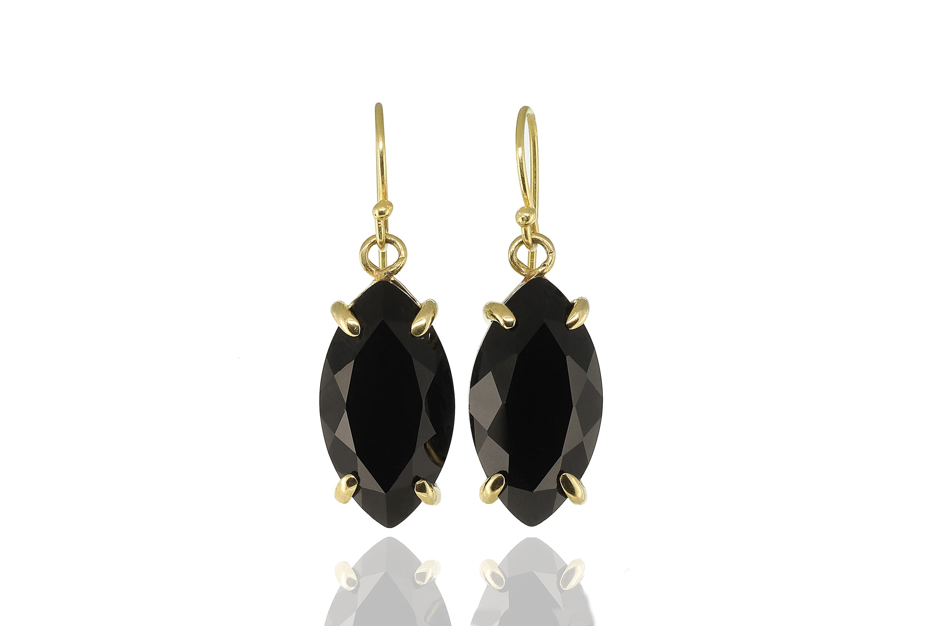 Marquise Black Onyx 14k Gold Earrings Earrings Anemone Jewelry