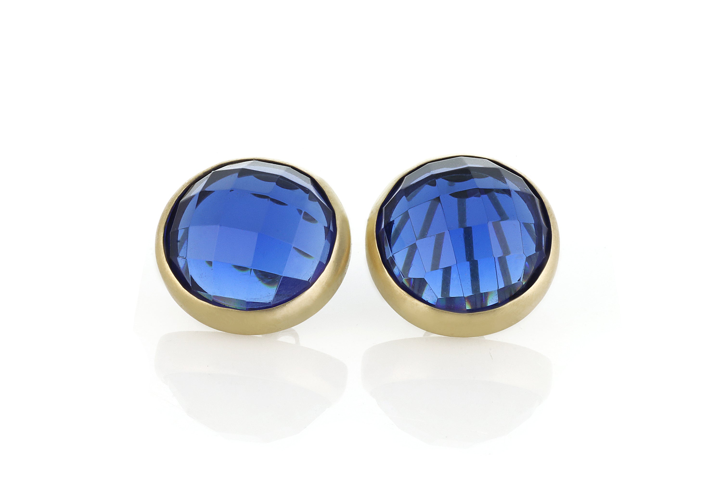 Gold Bezel Set Sapphire Stud Earrings Earrings Anemone Limited