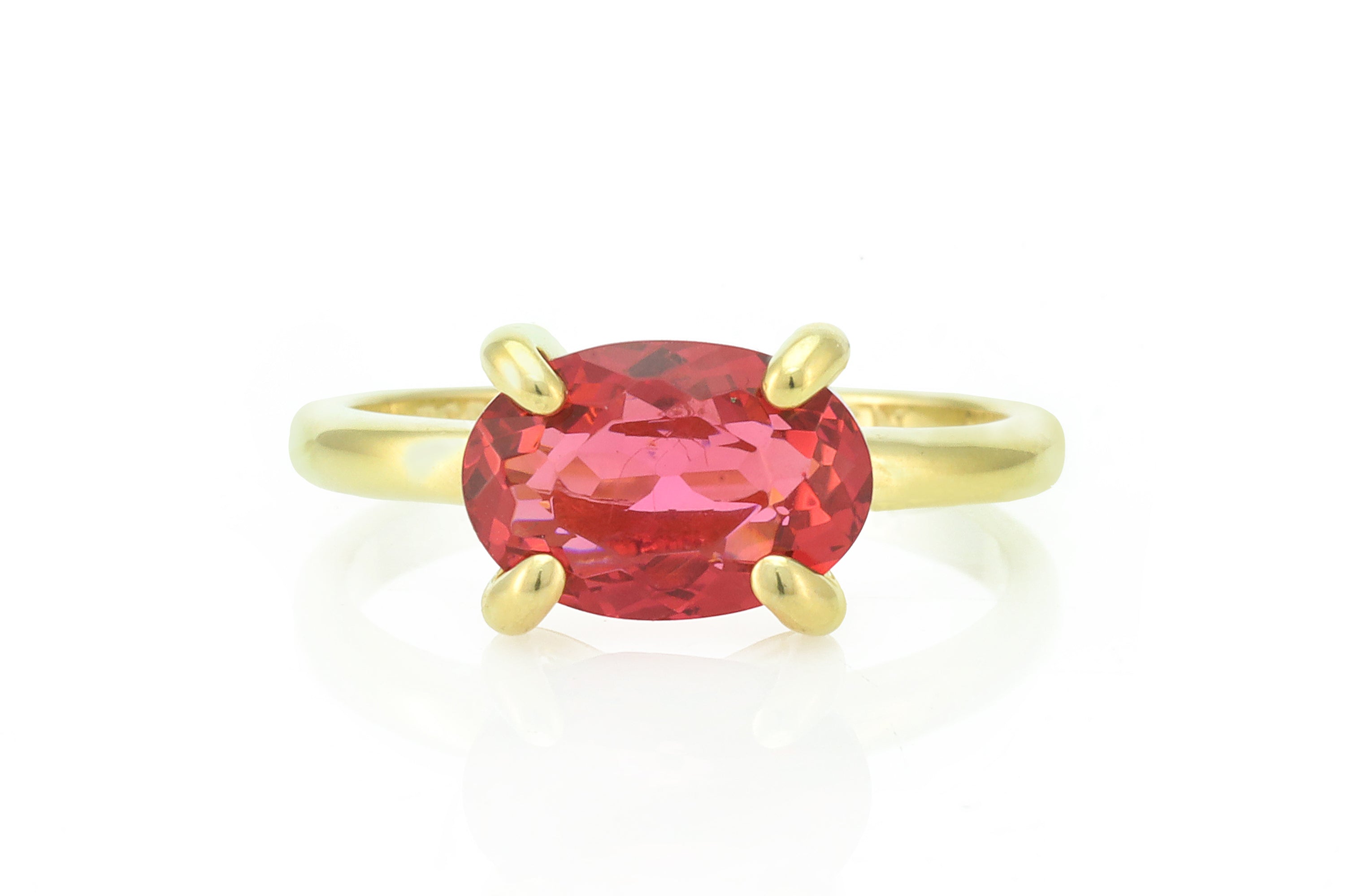 Pink Tourmaline Oval Gemstone Gold Ring Rings Anemone Unique
