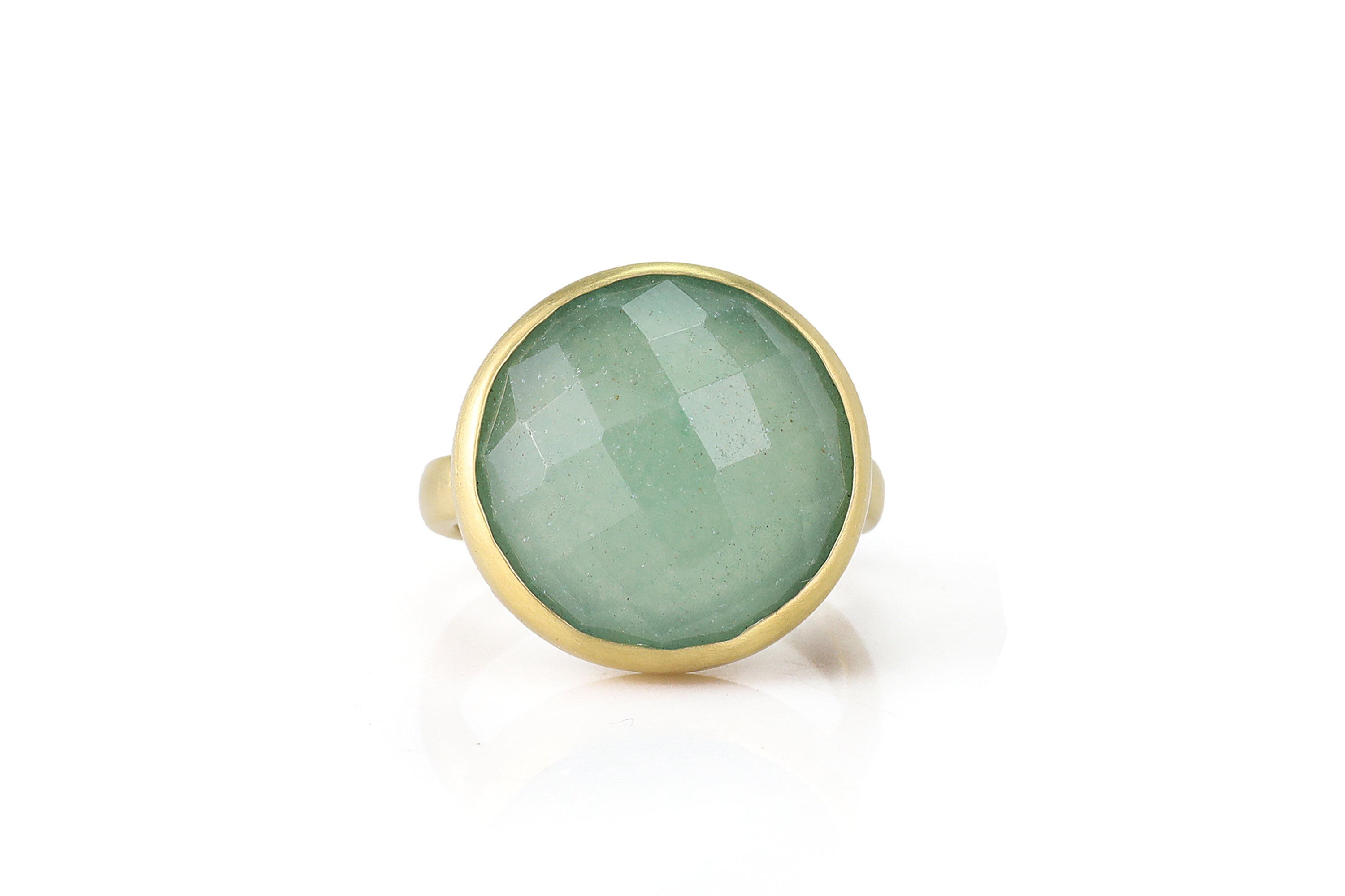 14k Gold Green Aventurine Bezel Ring Rings Anemone Limited