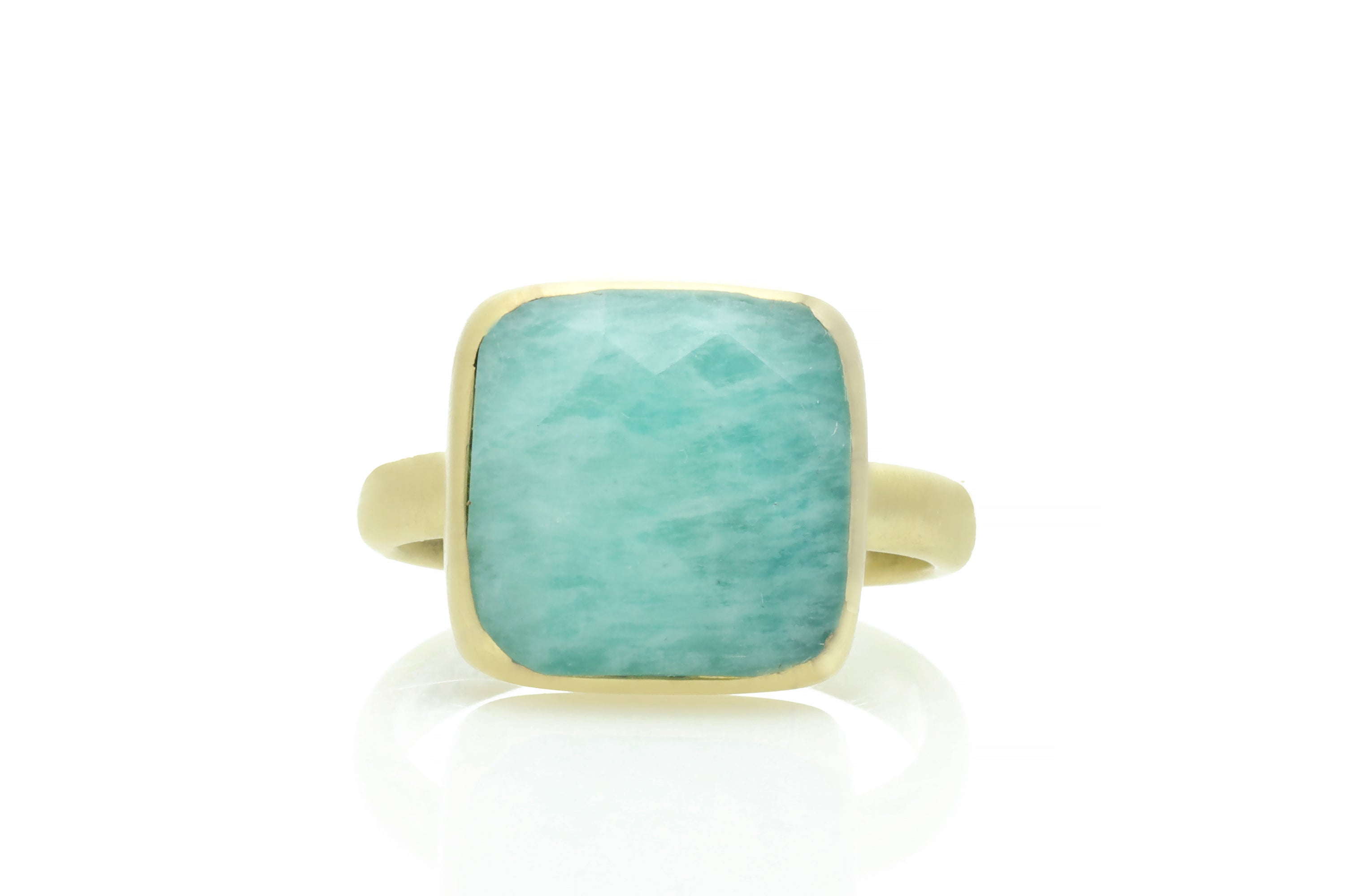 Square Rose Cut Amazonite Bezel Ring Rings Anemone Limited