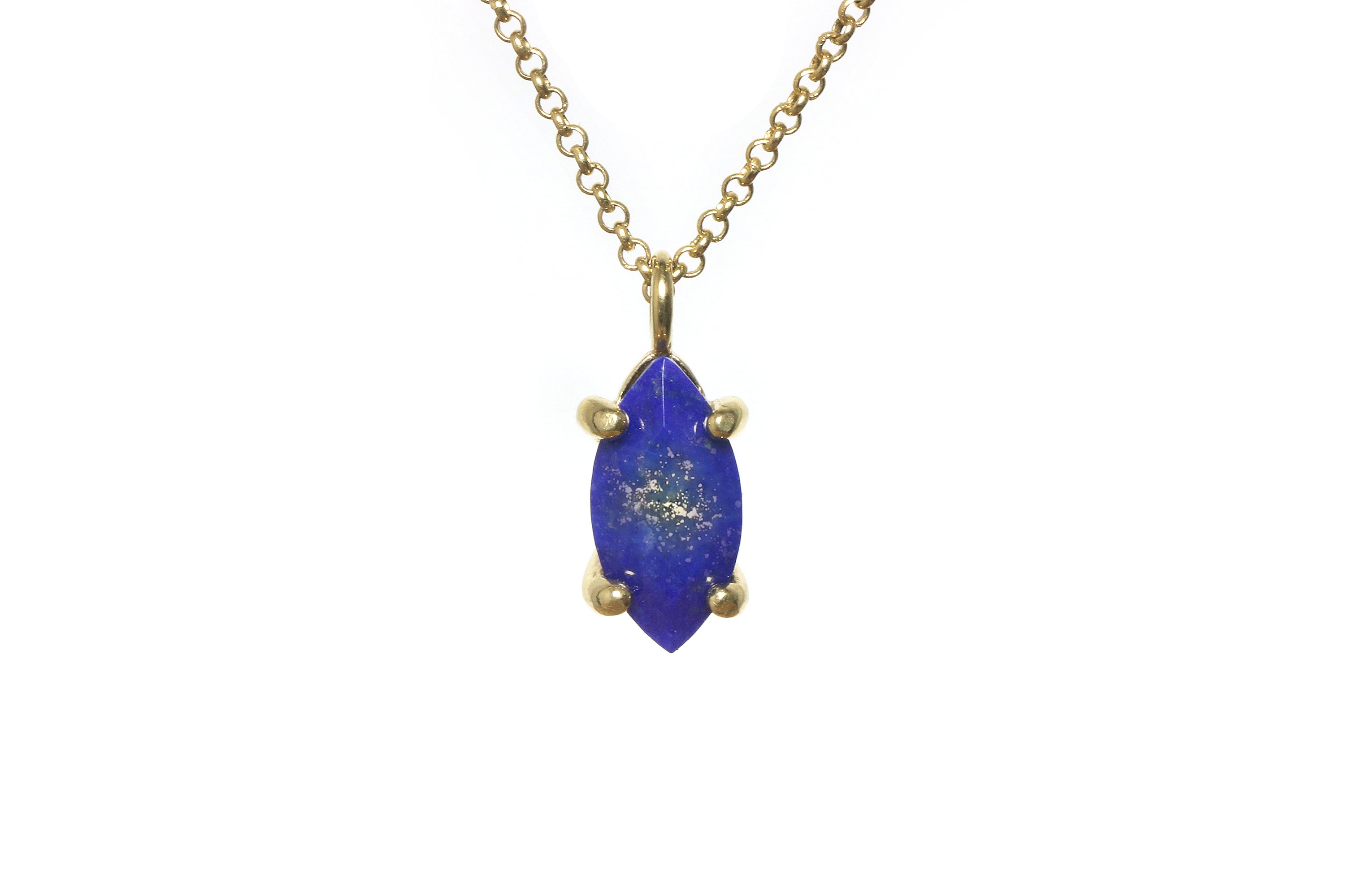 Marquise Lapis Lazuli Pendant Gold Necklace necklaces Anemone Unique