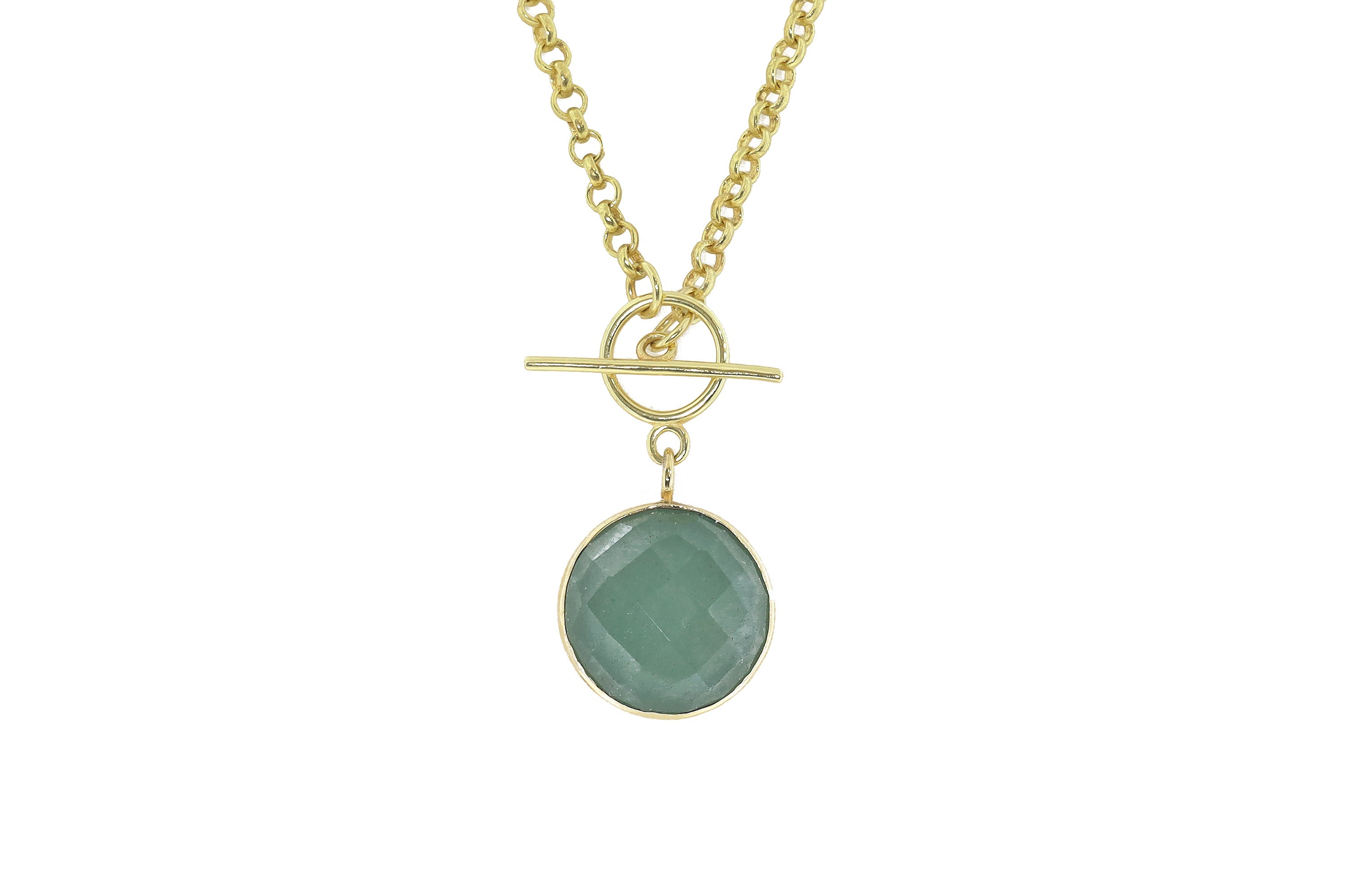 14k Gold Green Aventurine T-Lock Pendant Necklace necklaces Anemone Limited