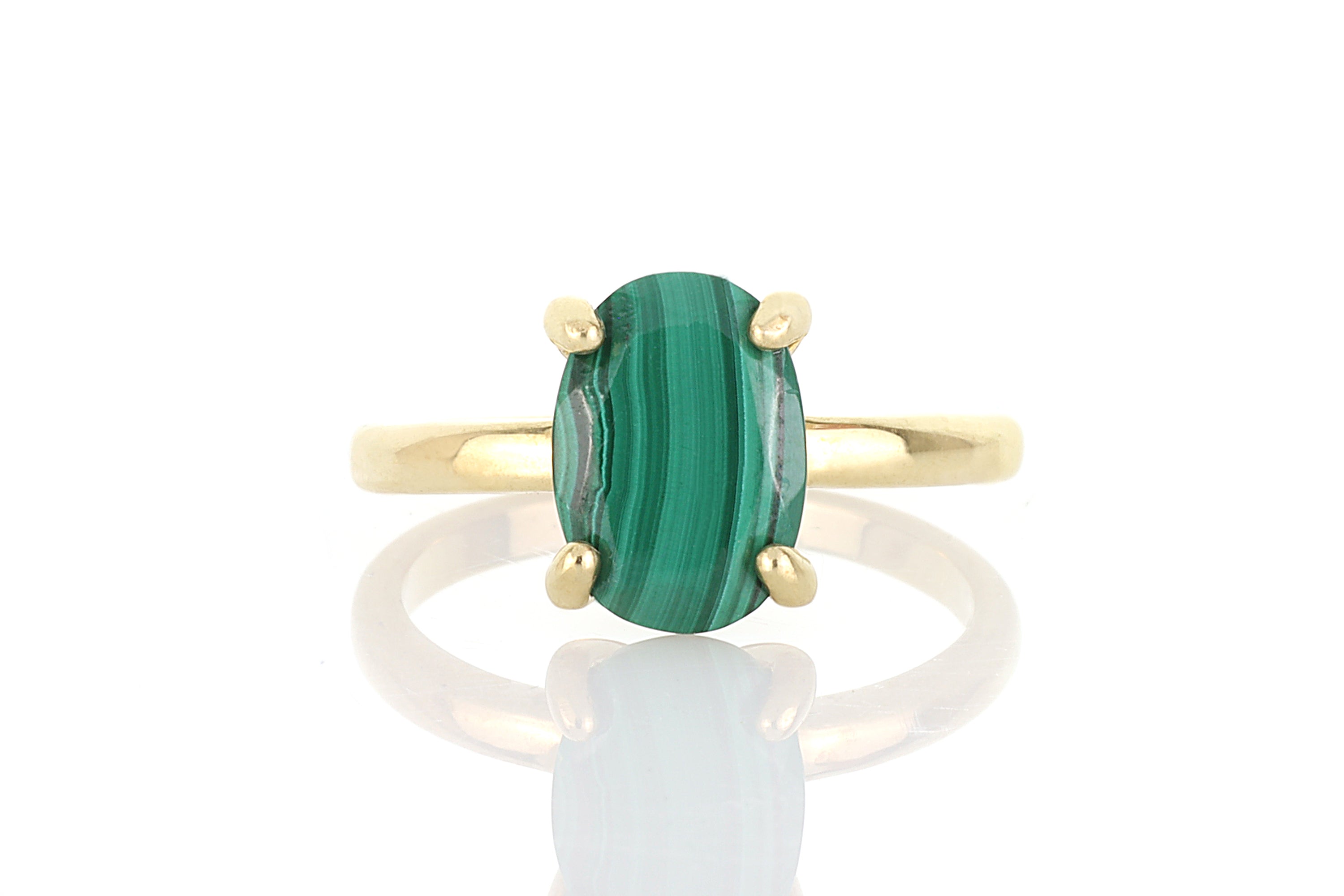 Vibrant Oval Malachite Gold Ring Rings Anemone Unique