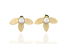 Bezel Set Freshwater White Pearl Earrings Earrings Anemone Limited