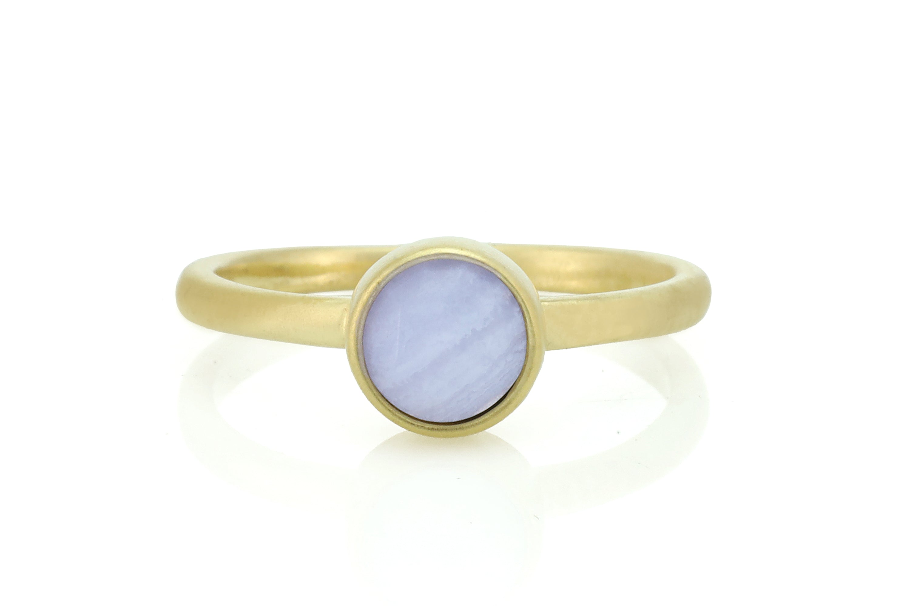 Handmade Blue Lace Agate Bezel Set Gold Ring Rings Anemone Limited