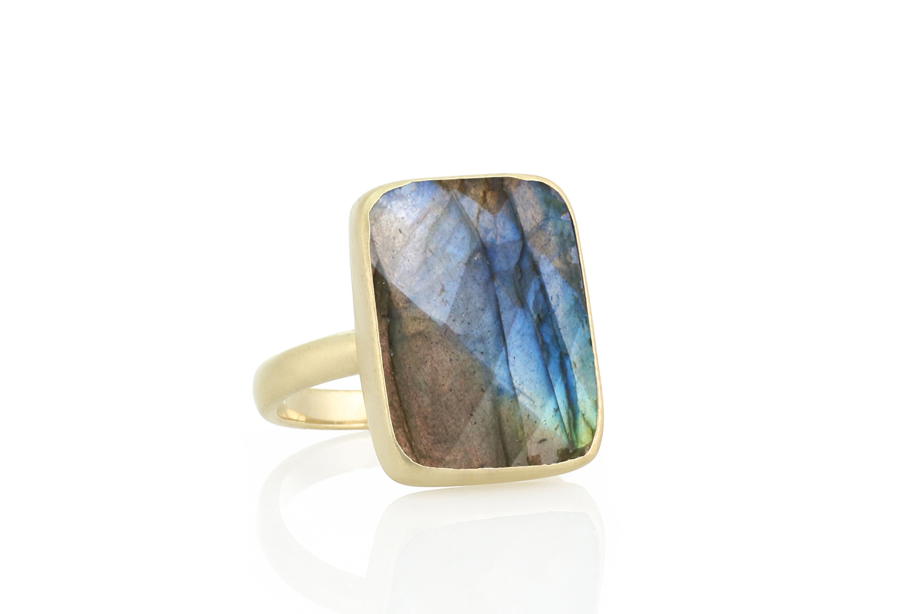 Big Rectangle Labradorite Silver Stackable Statement Ring Rings Anemone Limited