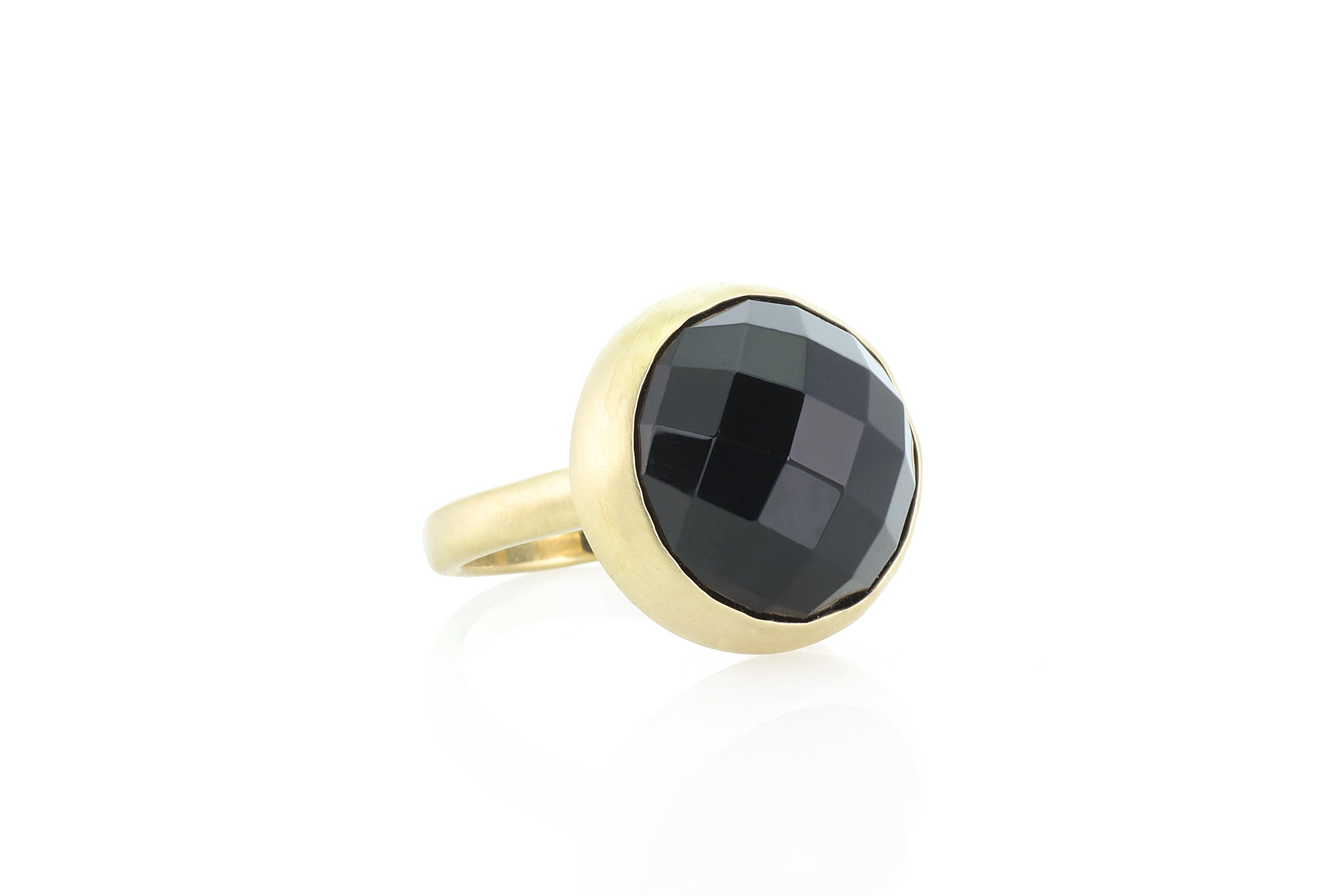 Black Onyx Bezel Gold Statement Ring Rings Anemone Limited